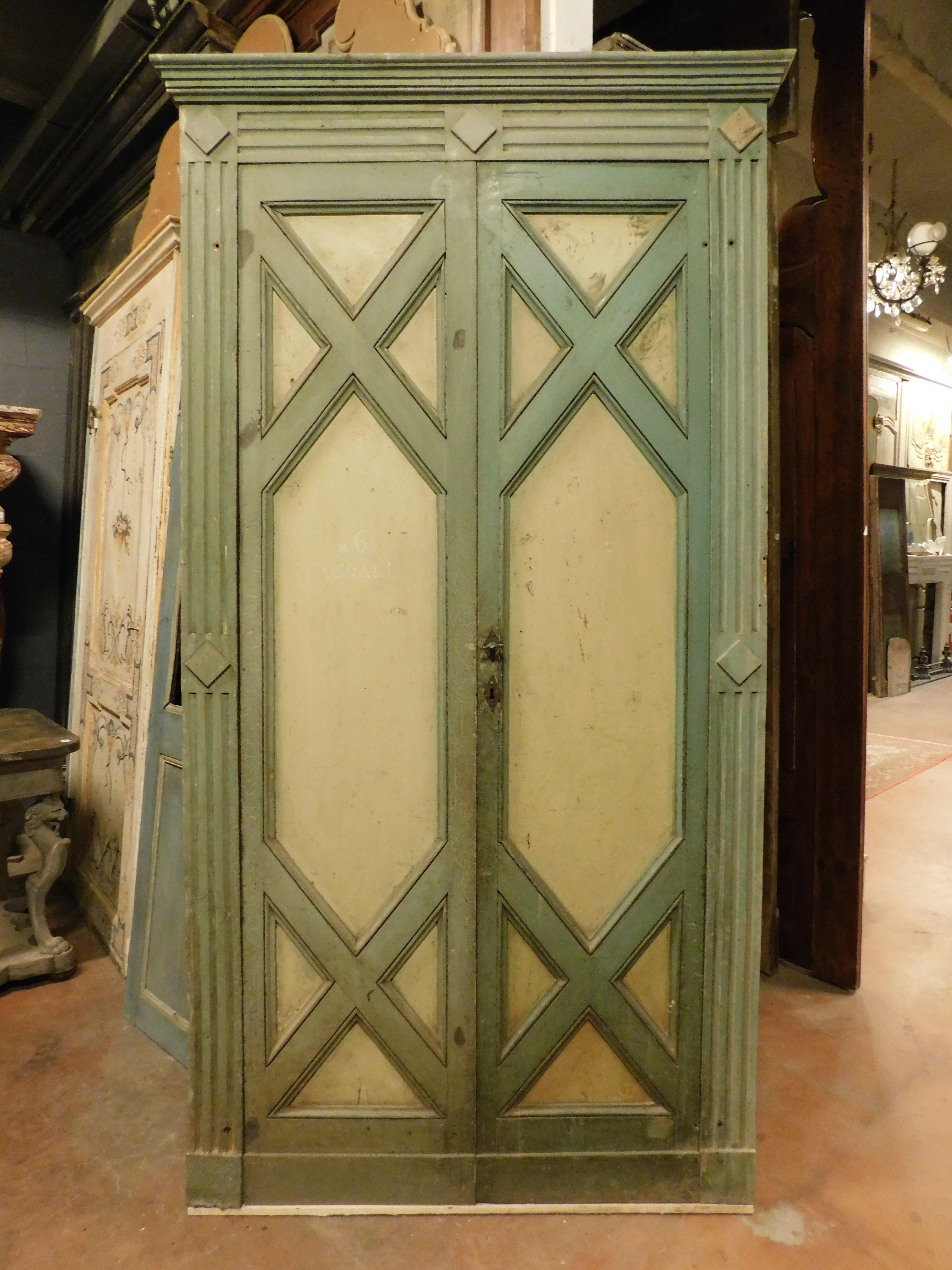 Portes doubles intérieures N.9, laquées et sculptées avec cadre d'origine, Italie en vente 7