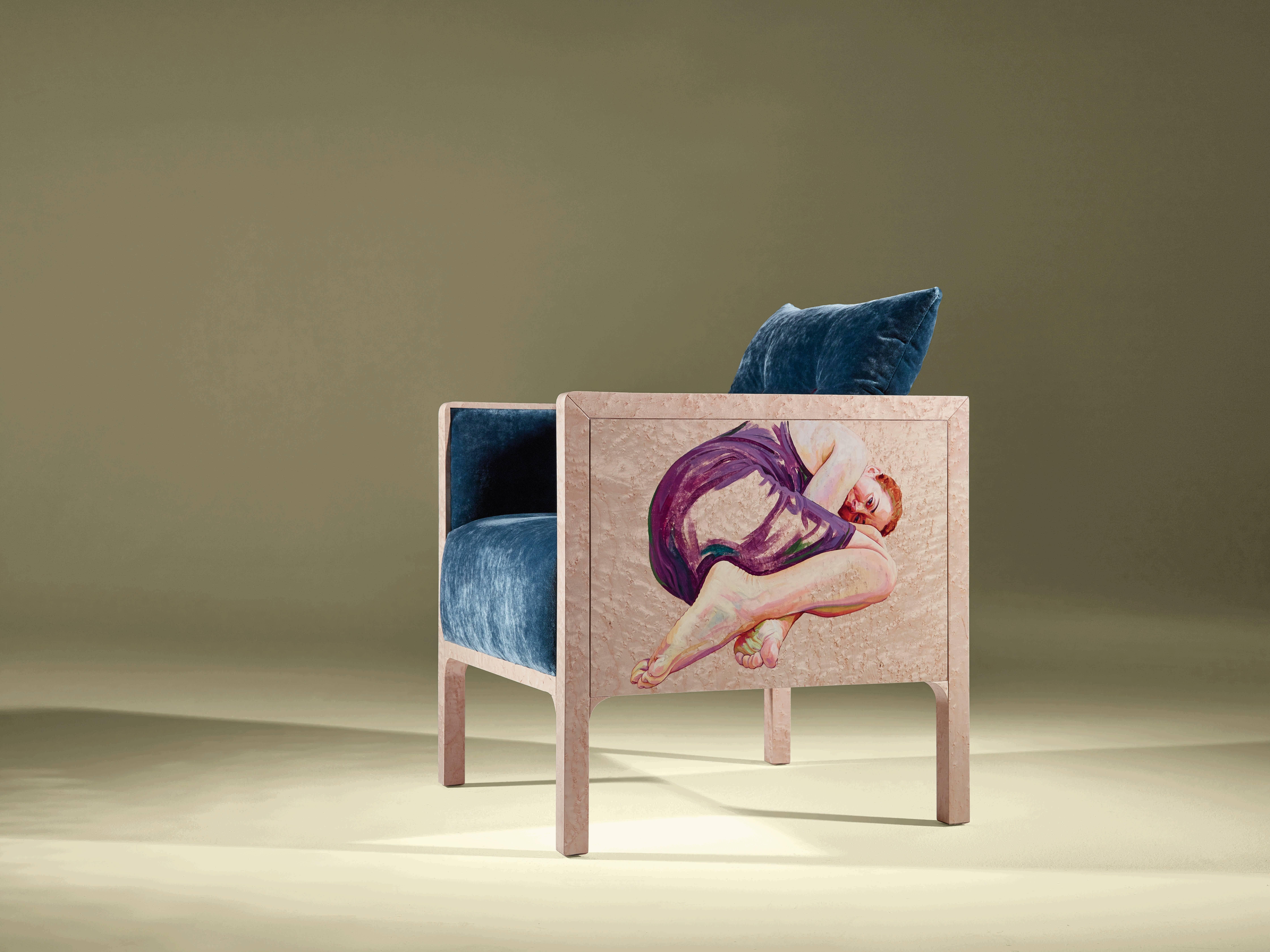 Paint Na Box Contemporary Armchair with Artistic Intervention by Luísa Peixoto For Sale