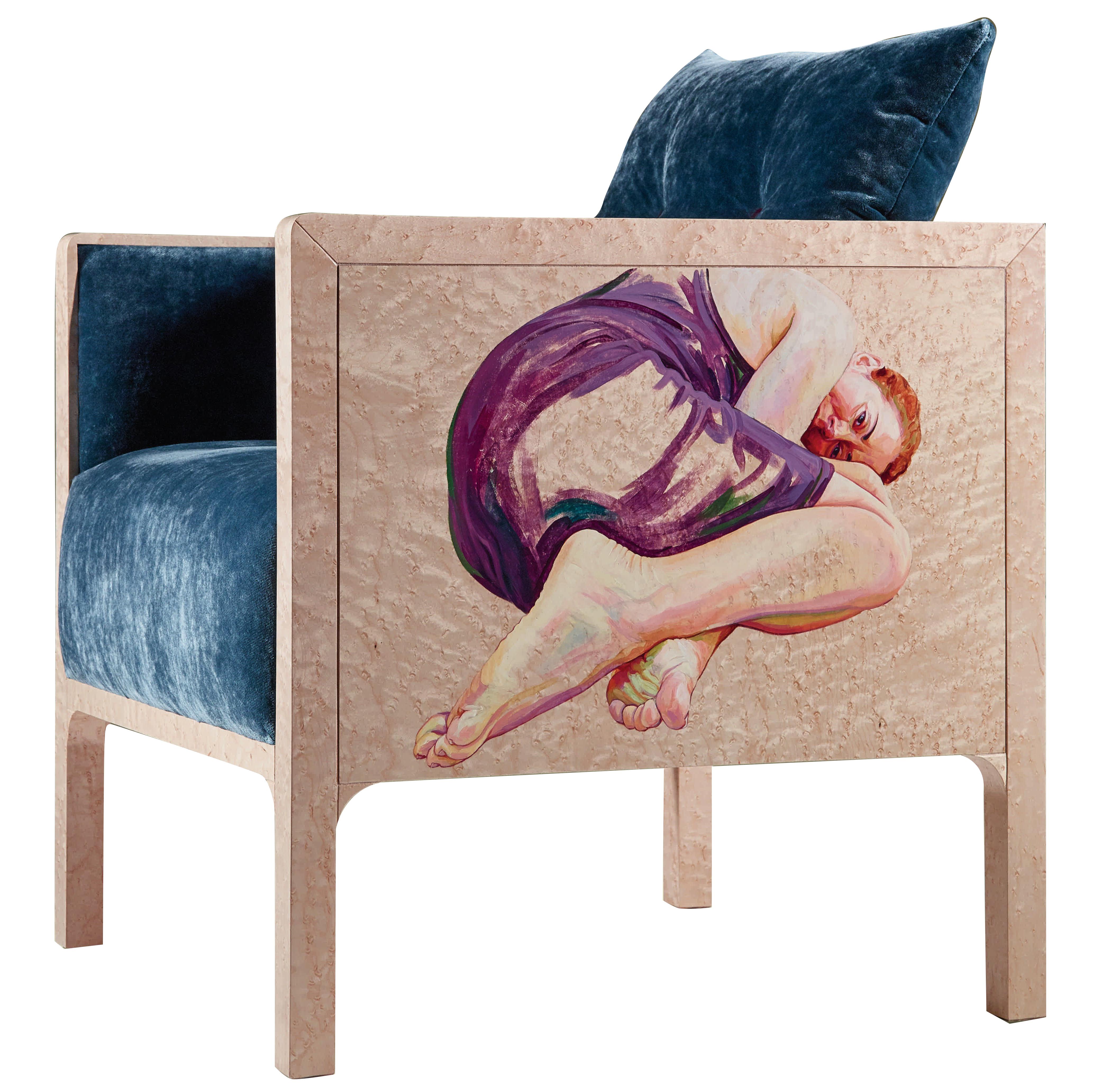Na Box Contemporary Armchair with Artistic Intervention by Luísa Peixoto For Sale