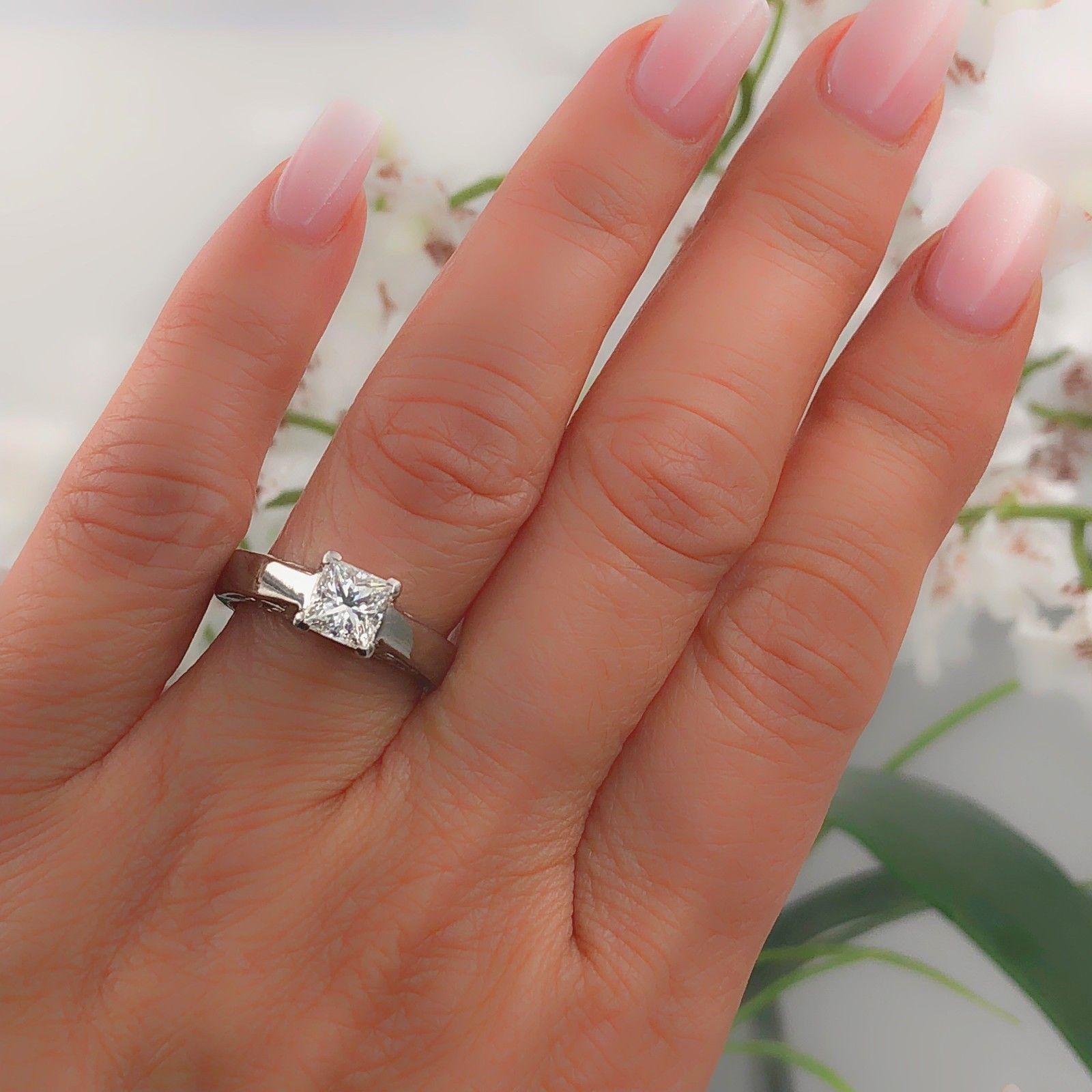 Na Hoku 1.01 CT H VS1 Princess Cut Diamond Engagement Ring 18K White Gold 3