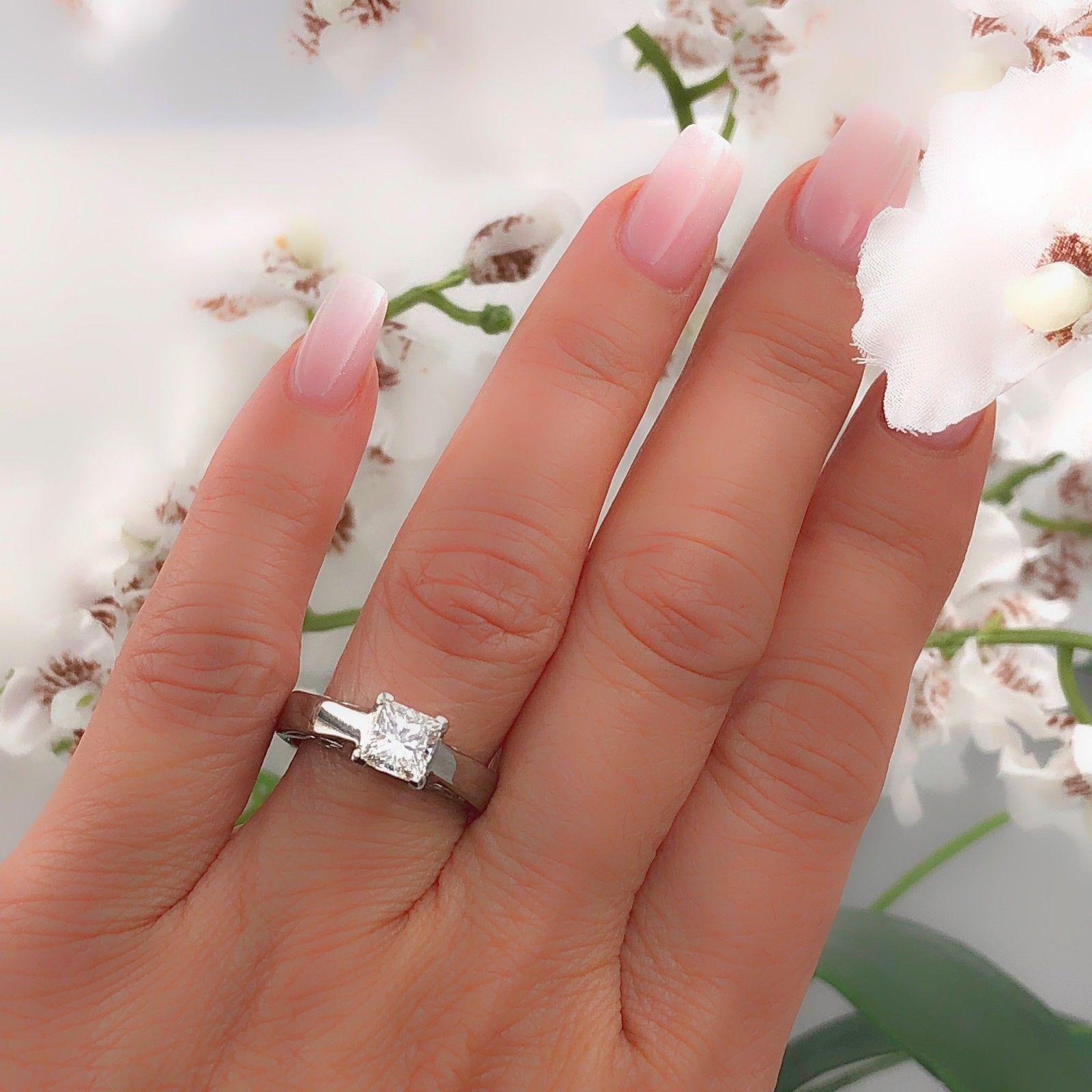 Na Hoku 1.01 CT H VS1 Princess Cut Diamond Engagement Ring 18K White Gold 4