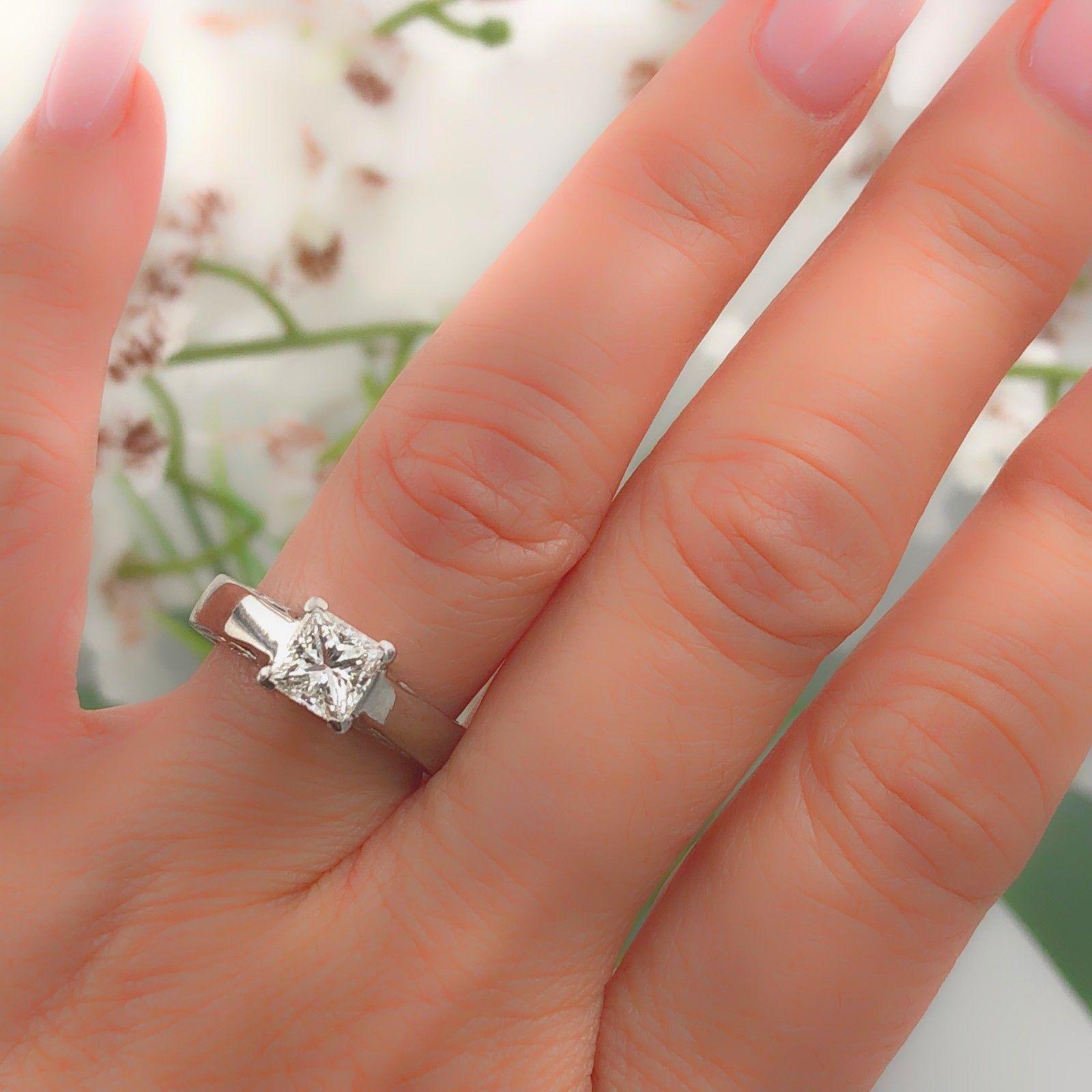 Na Hoku 1.01 CT H VS1 Princess Cut Diamond Engagement Ring 18K White Gold 5