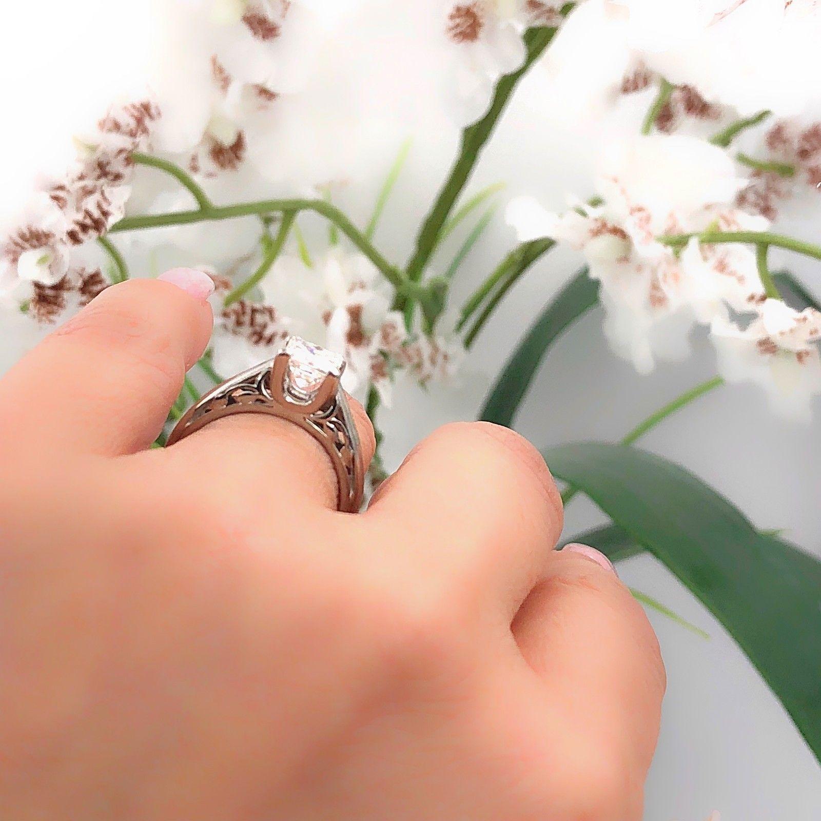 Na Hoku 1.01 CT H VS1 Princess Cut Diamond Engagement Ring 18K White Gold 6