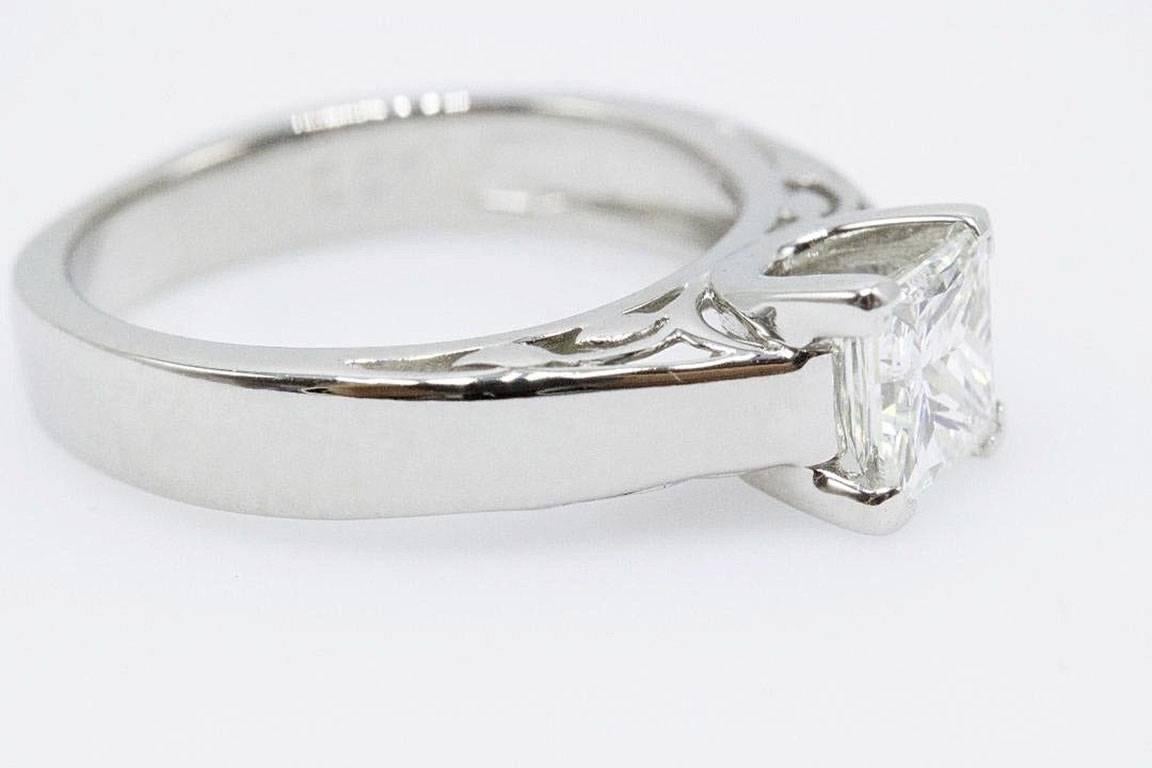 Women's Na Hoku 1.01 CT H VS1 Princess Cut Diamond Engagement Ring 18K White Gold
