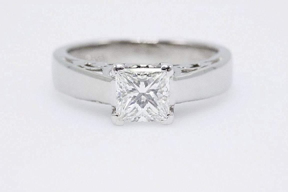 Na Hoku 1.01 CT H VS1 Princess Cut Diamond Engagement Ring 18K White Gold 2