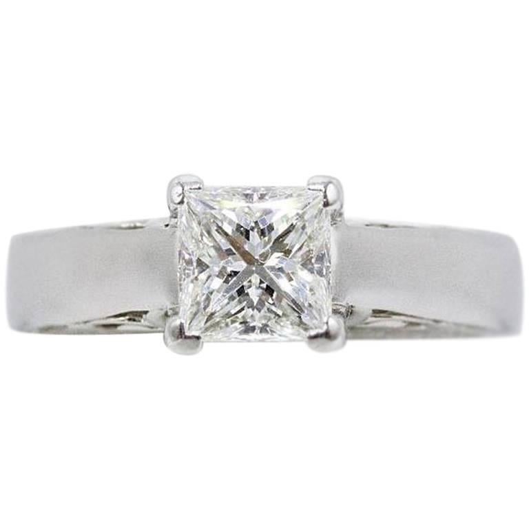Na Hoku 1.01 CT H VS1 Princess Cut Diamond Engagement Ring 18K White Gold