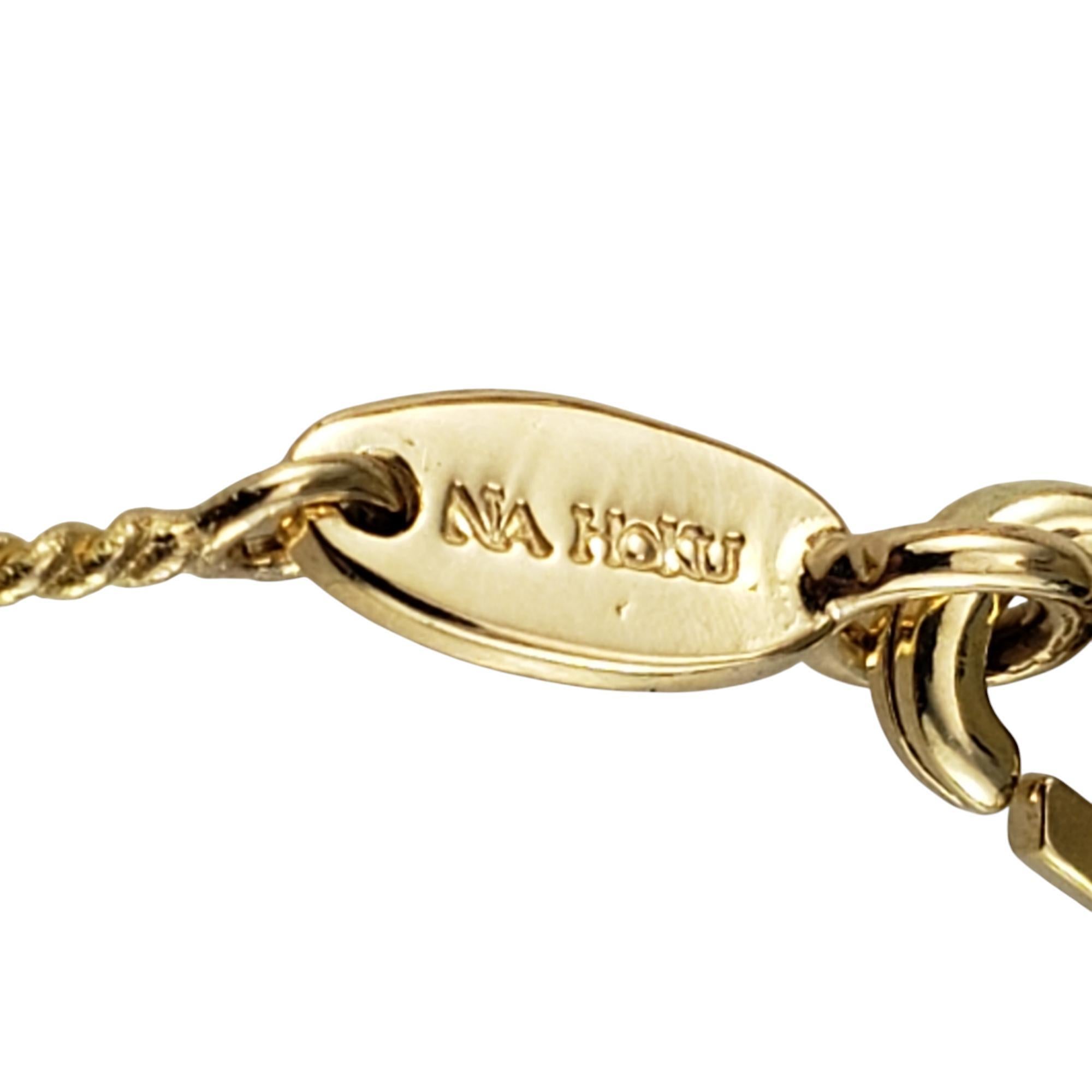 Na Hoku 14 Karat Yellow Gold Pearl and Diamond Drop Pendant Necklace #19977 In Good Condition In Washington Depot, CT