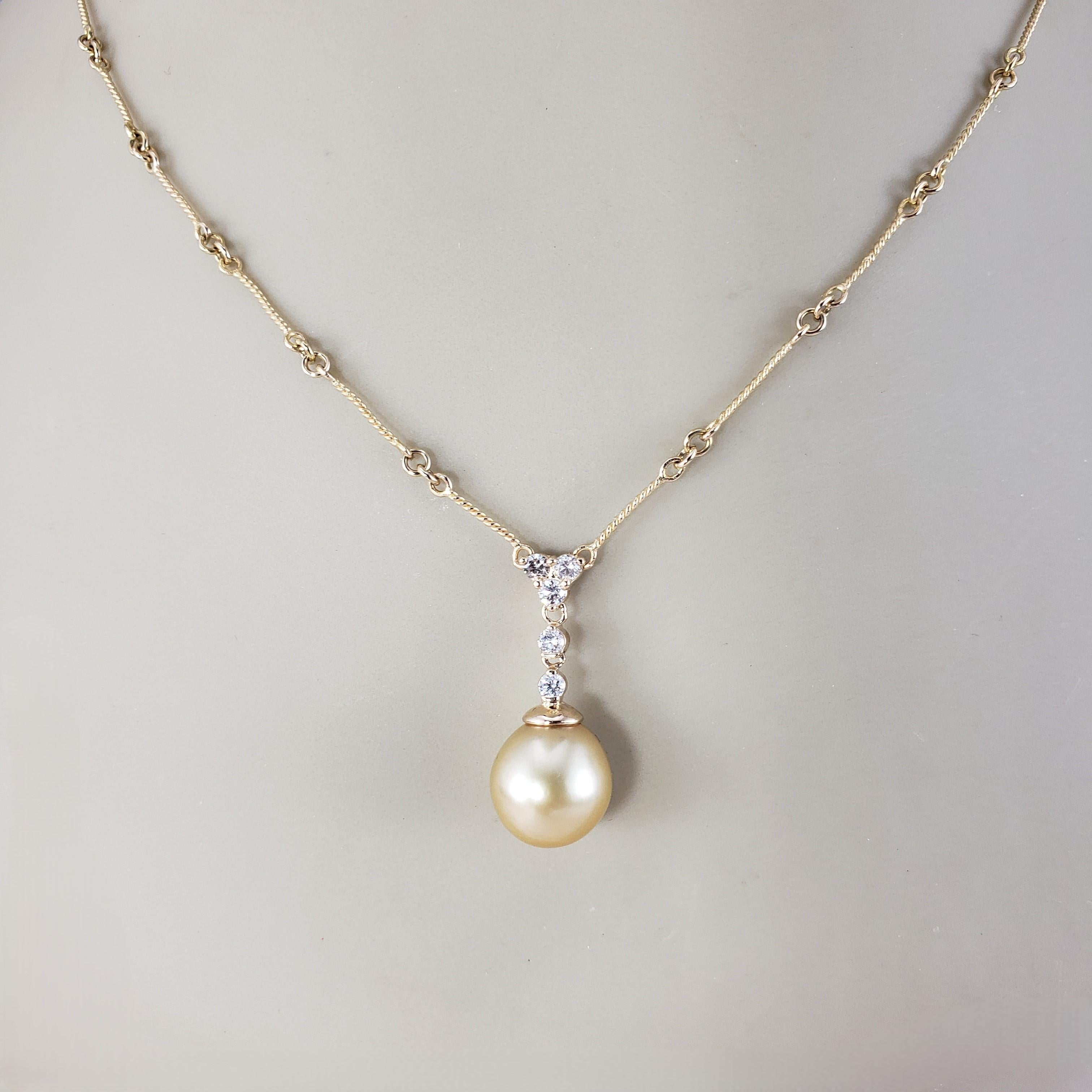 Na Hoku 14 Karat Yellow Gold Pearl and Diamond Drop Pendant Necklace #19977 1
