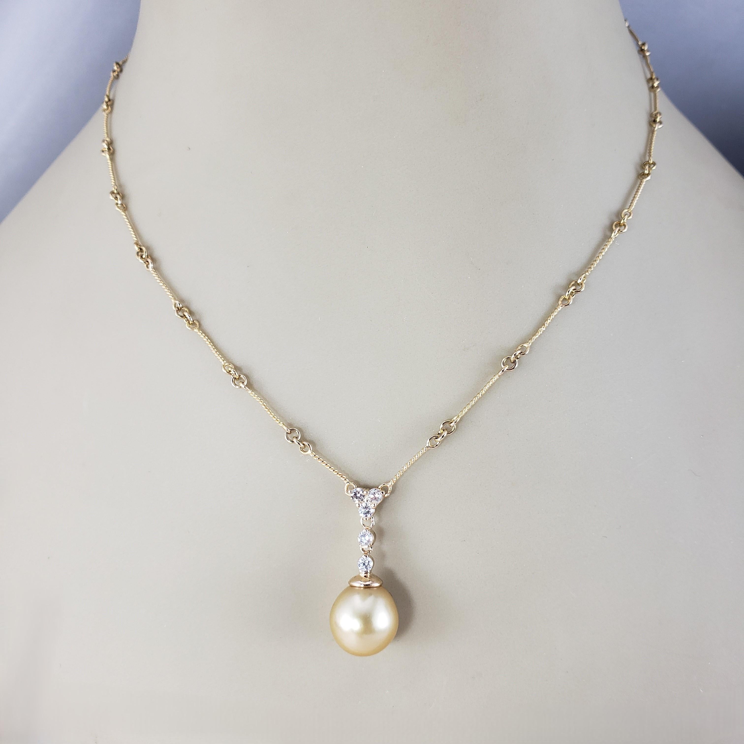 Na Hoku 14 Karat Yellow Gold Pearl and Diamond Drop Pendant Necklace #19977 2