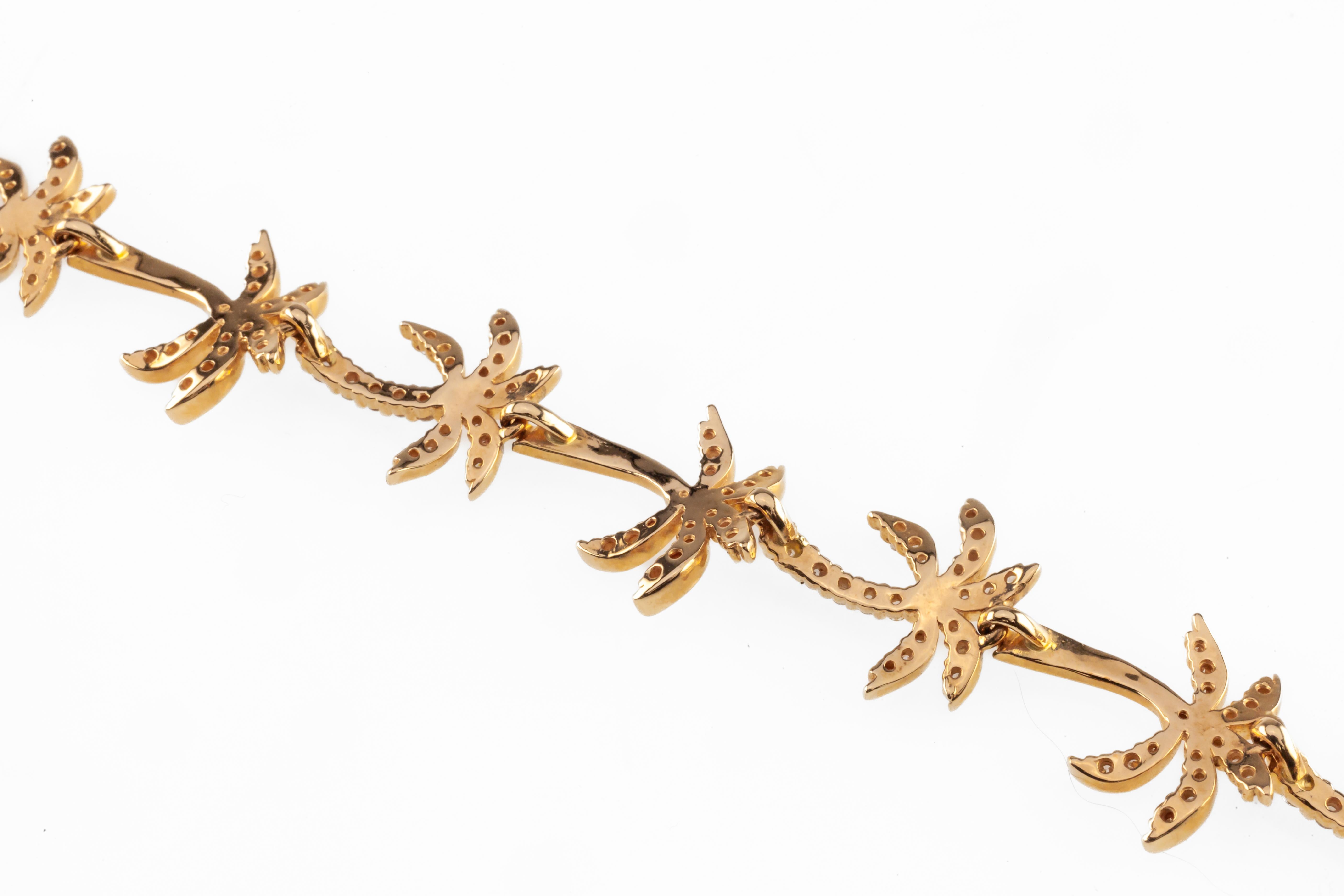 Na Hoku 14k Yellow Gold Diamond Palm Tree Link Bracelet + Necklace Set 8