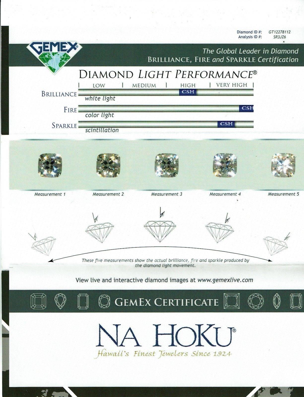 Na Hoku Cushion Cut Diamond Engagement Ring 1.97 Carat F VVS1 18 Karat Gold For Sale 4