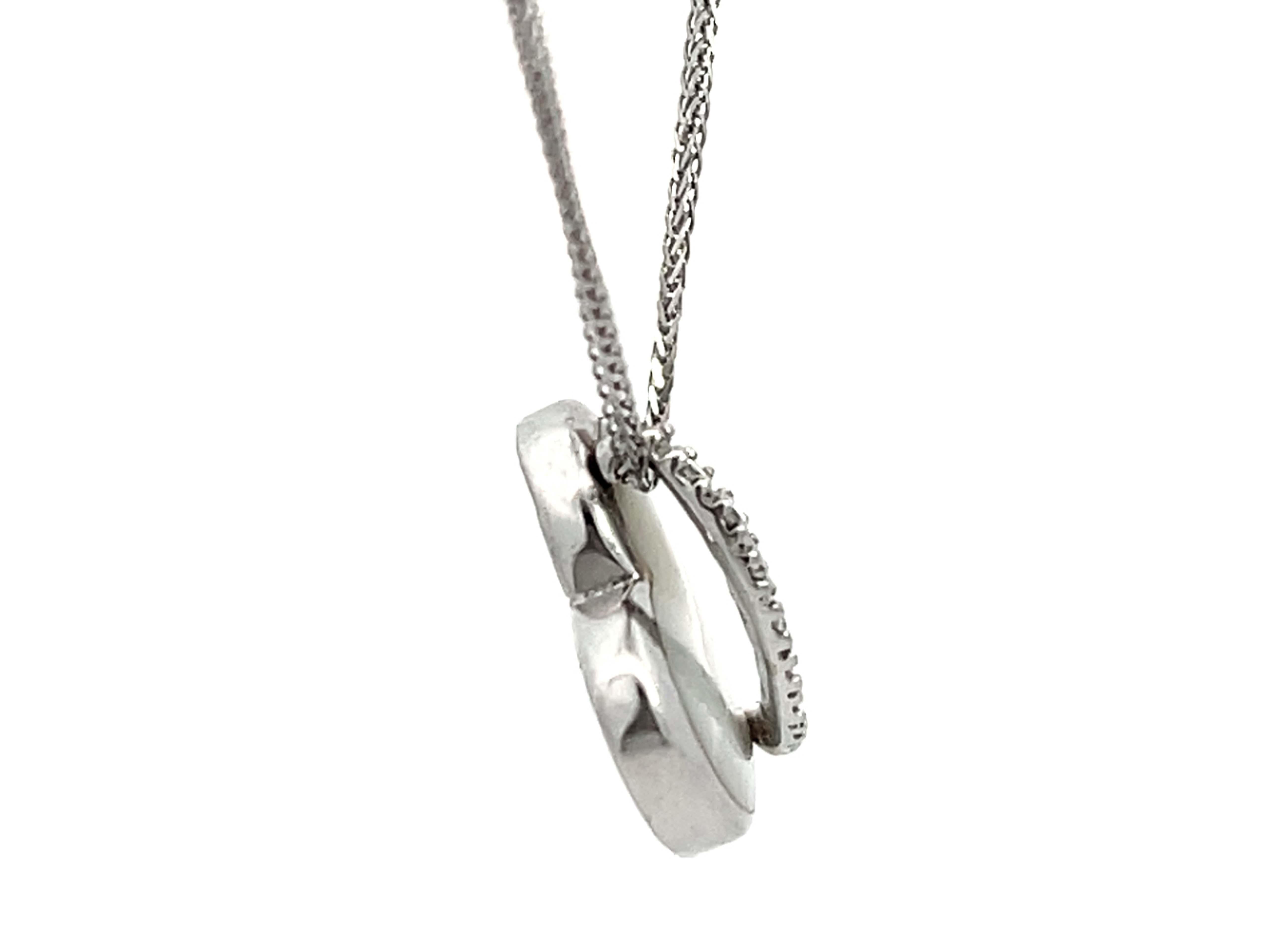 Modern Na Hoku Diamond Heart Necklace 14k White Gold For Sale