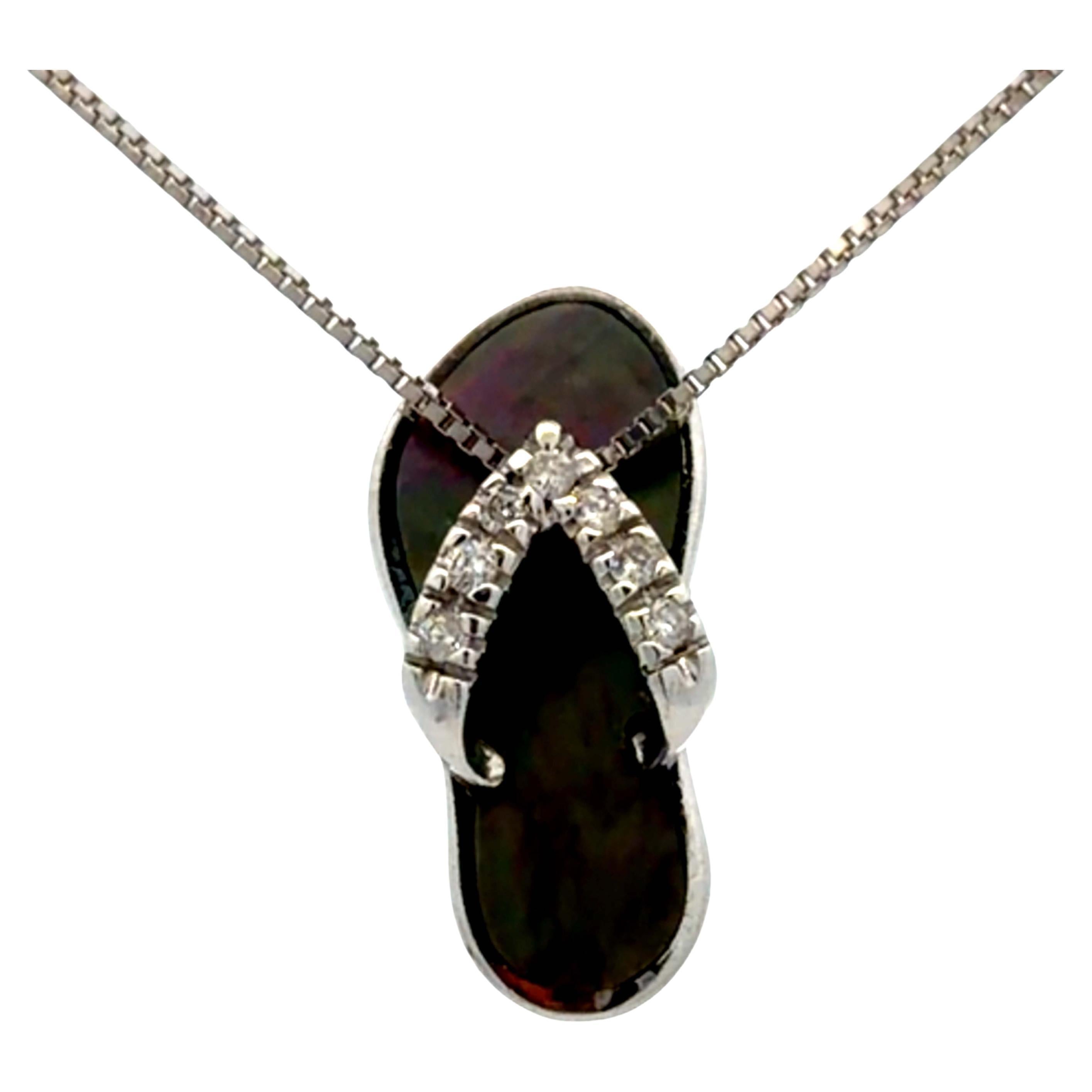 Na Hoku Diamond Slipper Necklace 14k White Gold