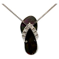 Na Hoku Diamond Slipper Necklace 14k White Gold