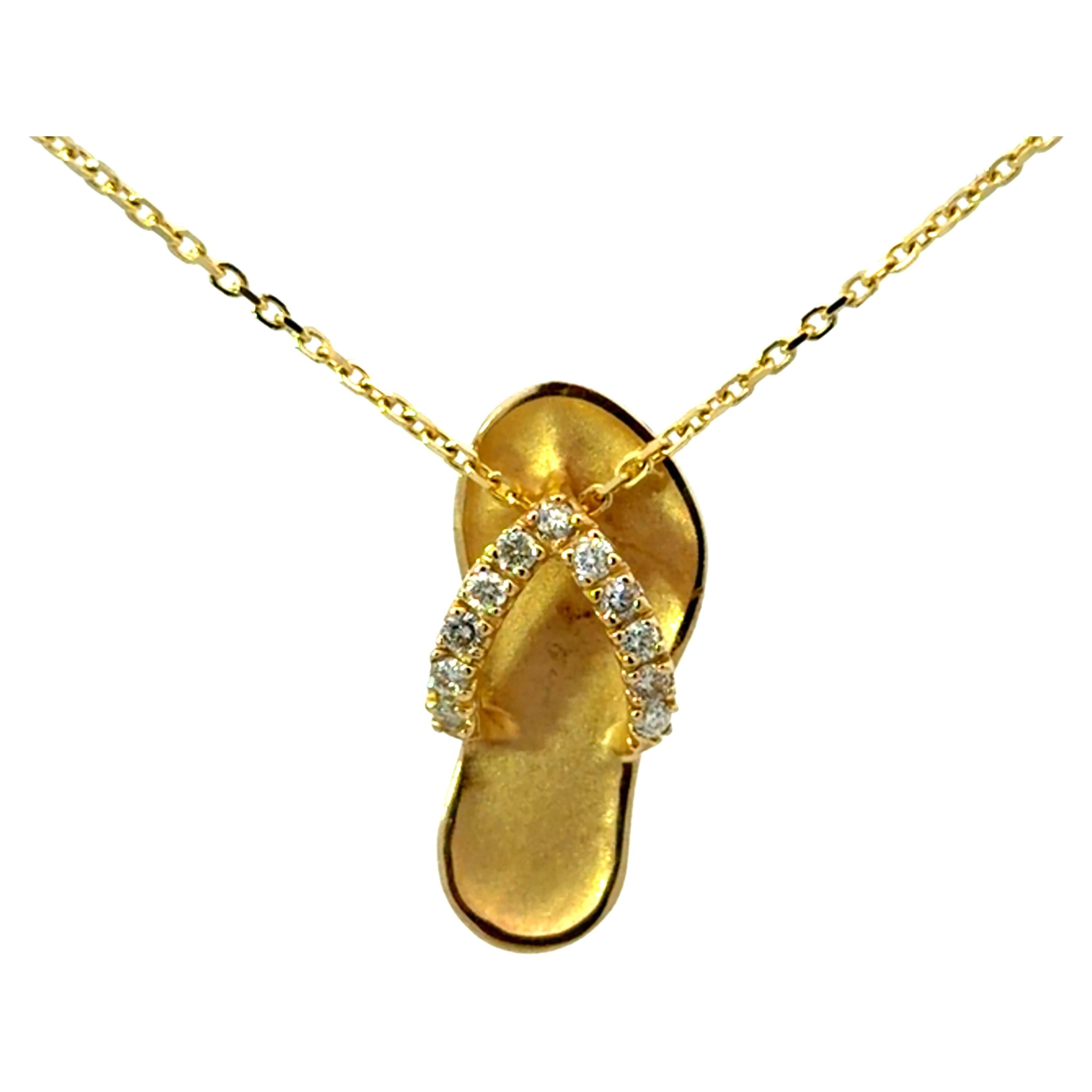 Na Hoku Diamond Slipper Necklace 14k Yellow Gold