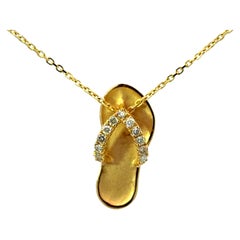Na Hoku Diamond Slipper Necklace 14k Yellow Gold
