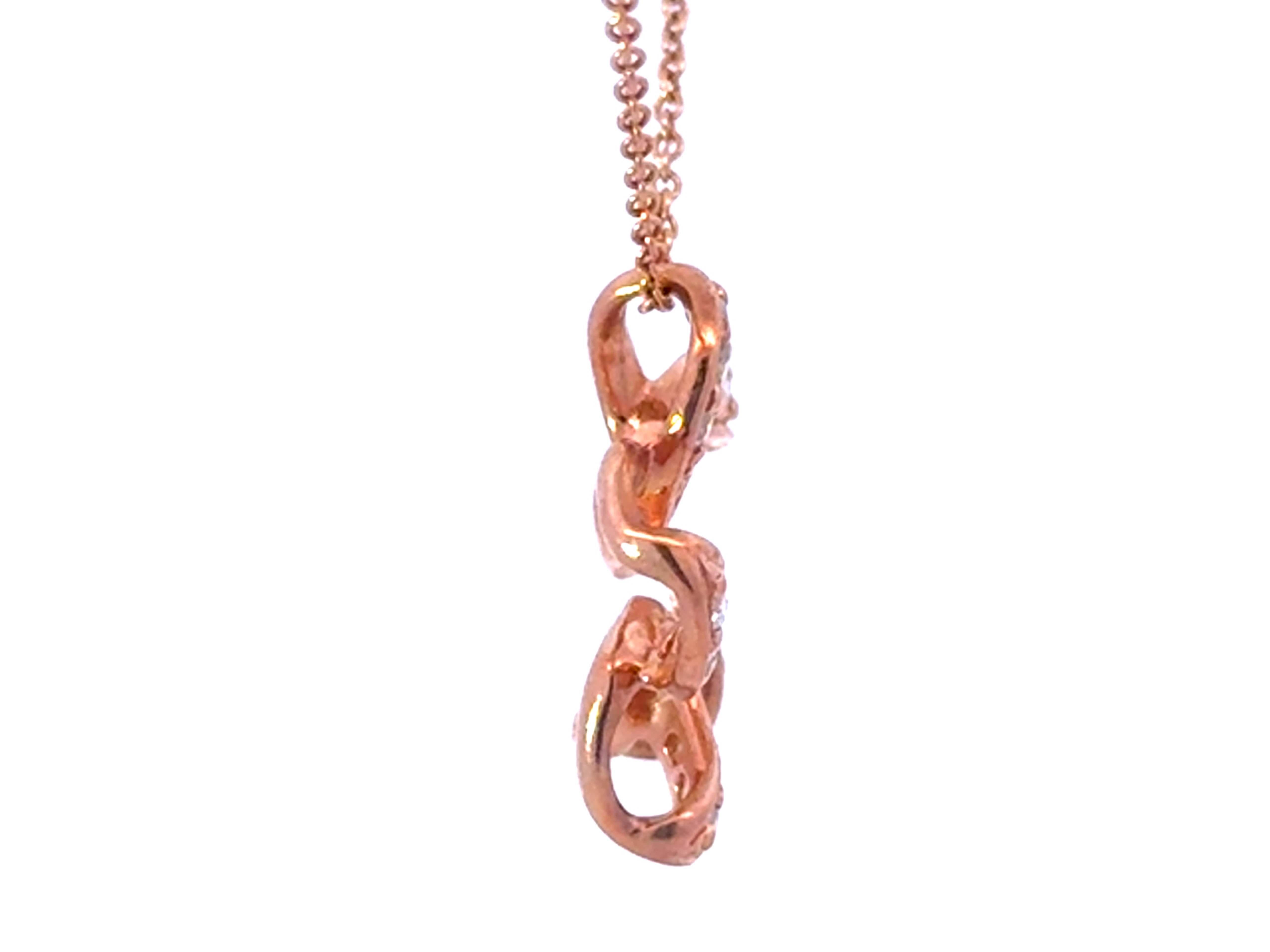 Collar de Diamantes Plumeria Flotante Na Hoku Oro Rosa 14k en Excelente estado para la venta en Honolulu, HI