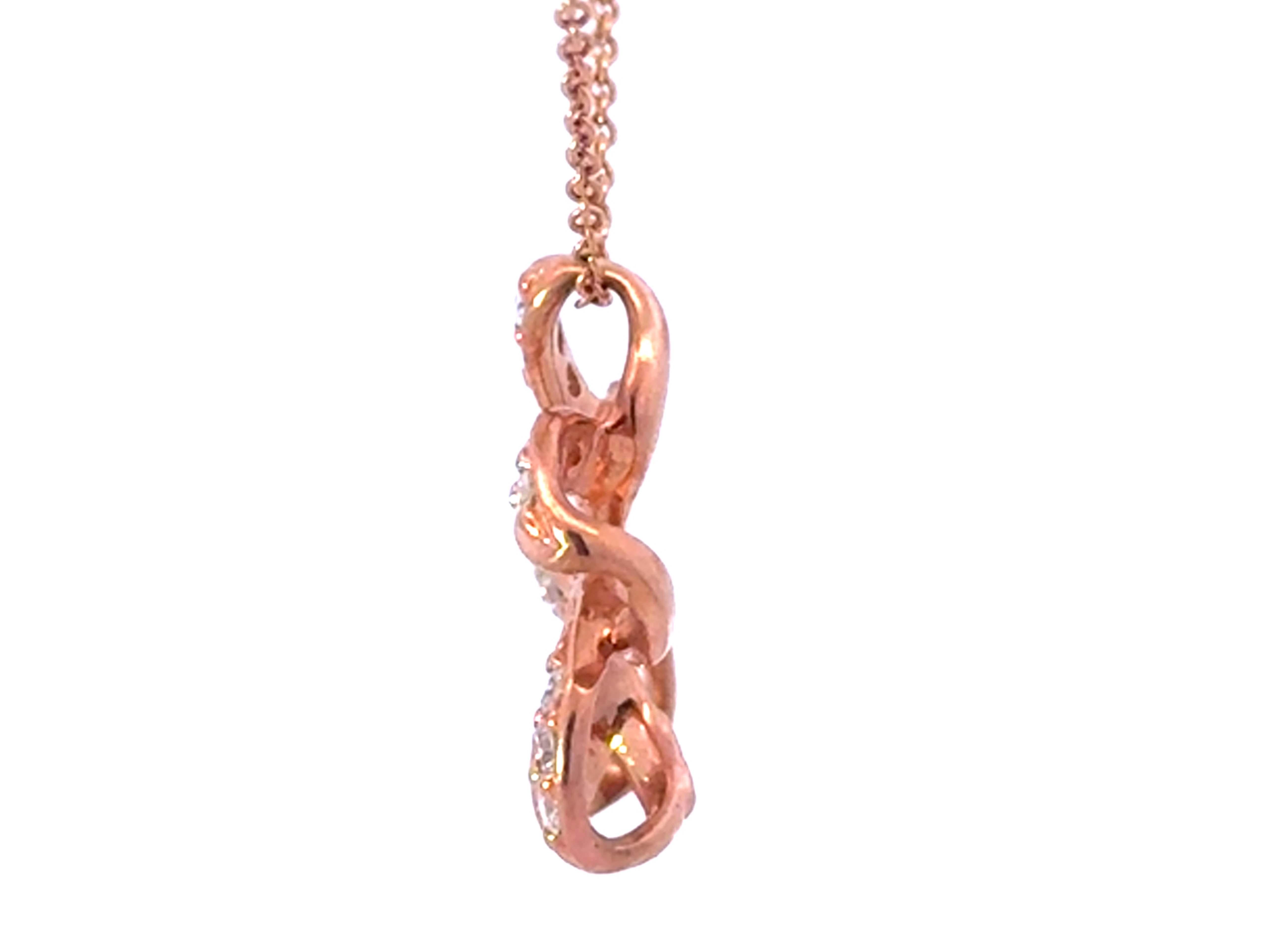 De las mujeres Collar de Diamantes Plumeria Flotante Na Hoku Oro Rosa 14k en venta