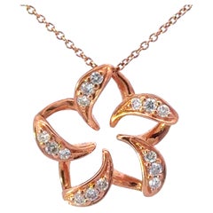 Na Hoku Schwebende Plumeria-Diamant-Halskette 14k Roségold