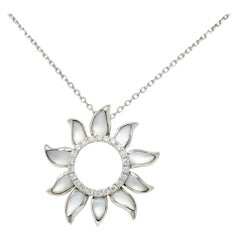 Na Hoku Mother-of-Pearl Diamond 14 Karat Gold Hawaiian Sun Pendant Necklace
