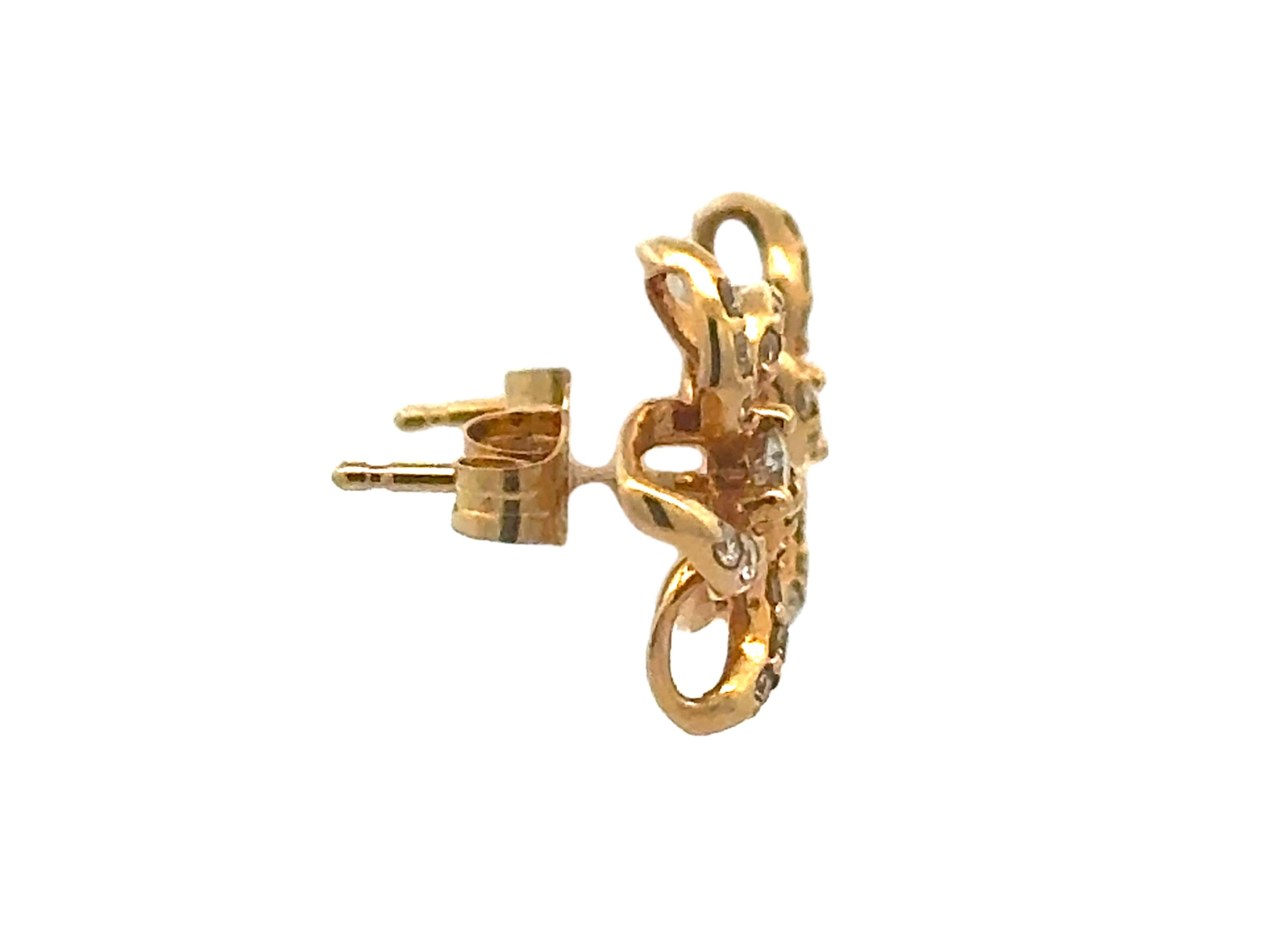 Pendientes Na Hoku Plumeria Diamante Oro Amarillo 14K en Excelente estado para la venta en Honolulu, HI