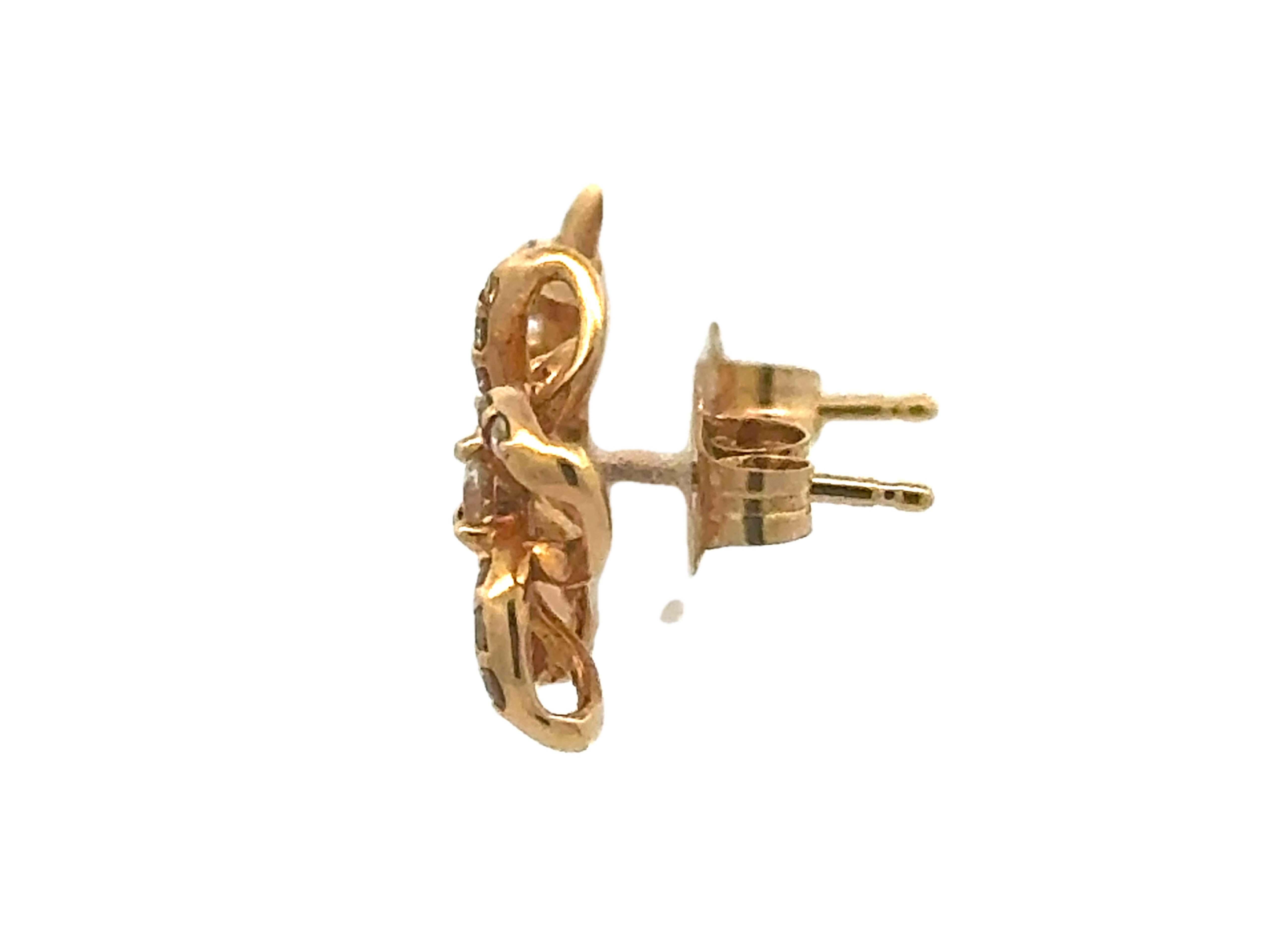 De las mujeres Pendientes Na Hoku Plumeria Diamante Oro Amarillo 14K en venta