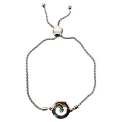 NA Hoku Sterling / 18k Gold Two Tone Swirl Disc Adjustable Slider Bracelet#24454