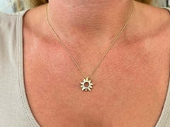 Na Hoku Sun Yellow Mother of Pearl and Diamond Necklace 14k Yellow Gold