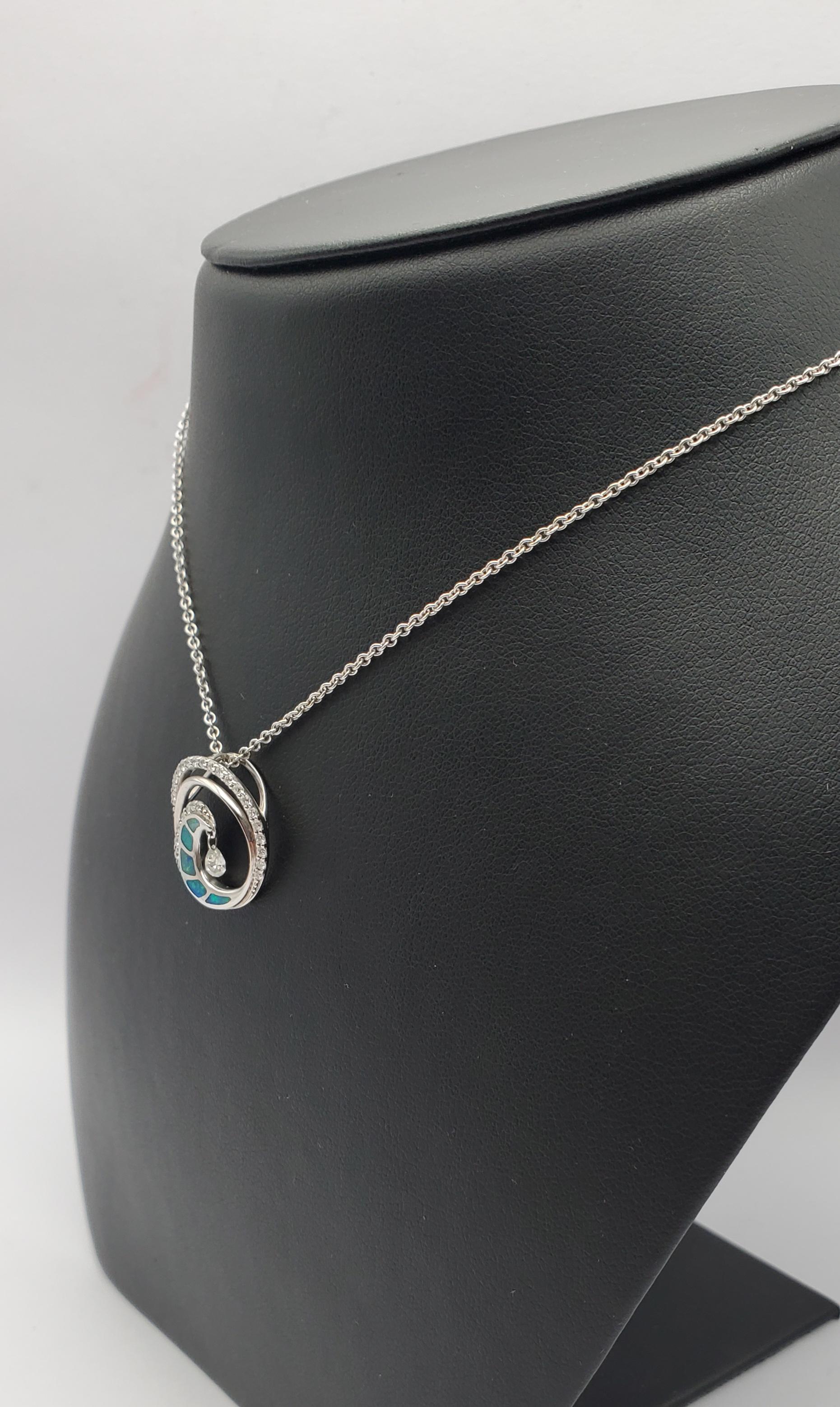 Modern Na Hoku Ultimate Wave Shimmer Opal & Diamond Pendant