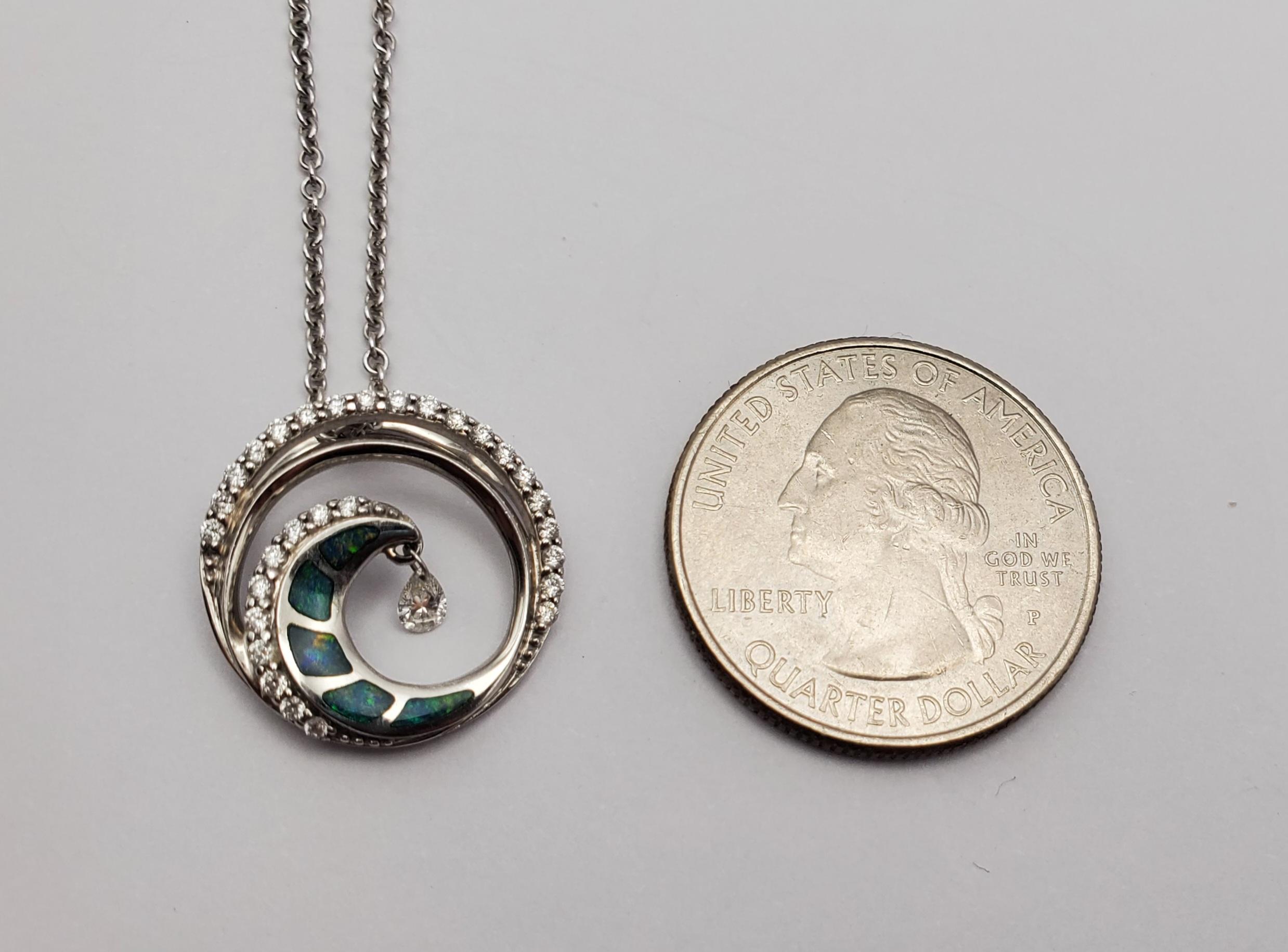 Women's or Men's Na Hoku Ultimate Wave Shimmer Opal & Diamond Pendant
