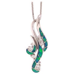 Na Hoku Waterfall Opal and Diamond 14 Karat Pendant with Chain