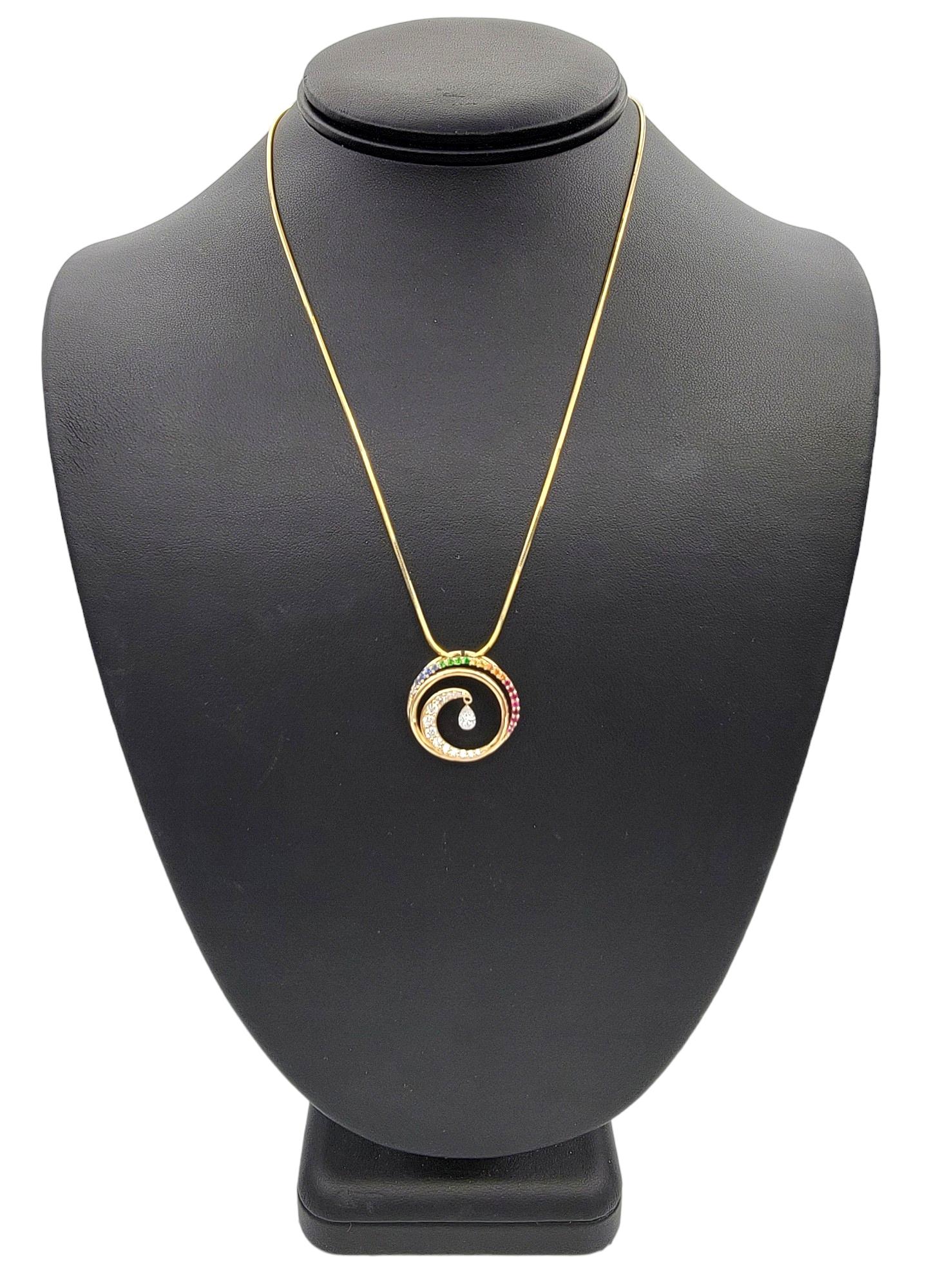 Na Hoku Wave Collection Rainbow Sapphire and Diamond Necklace in 14 Karat Gold 1