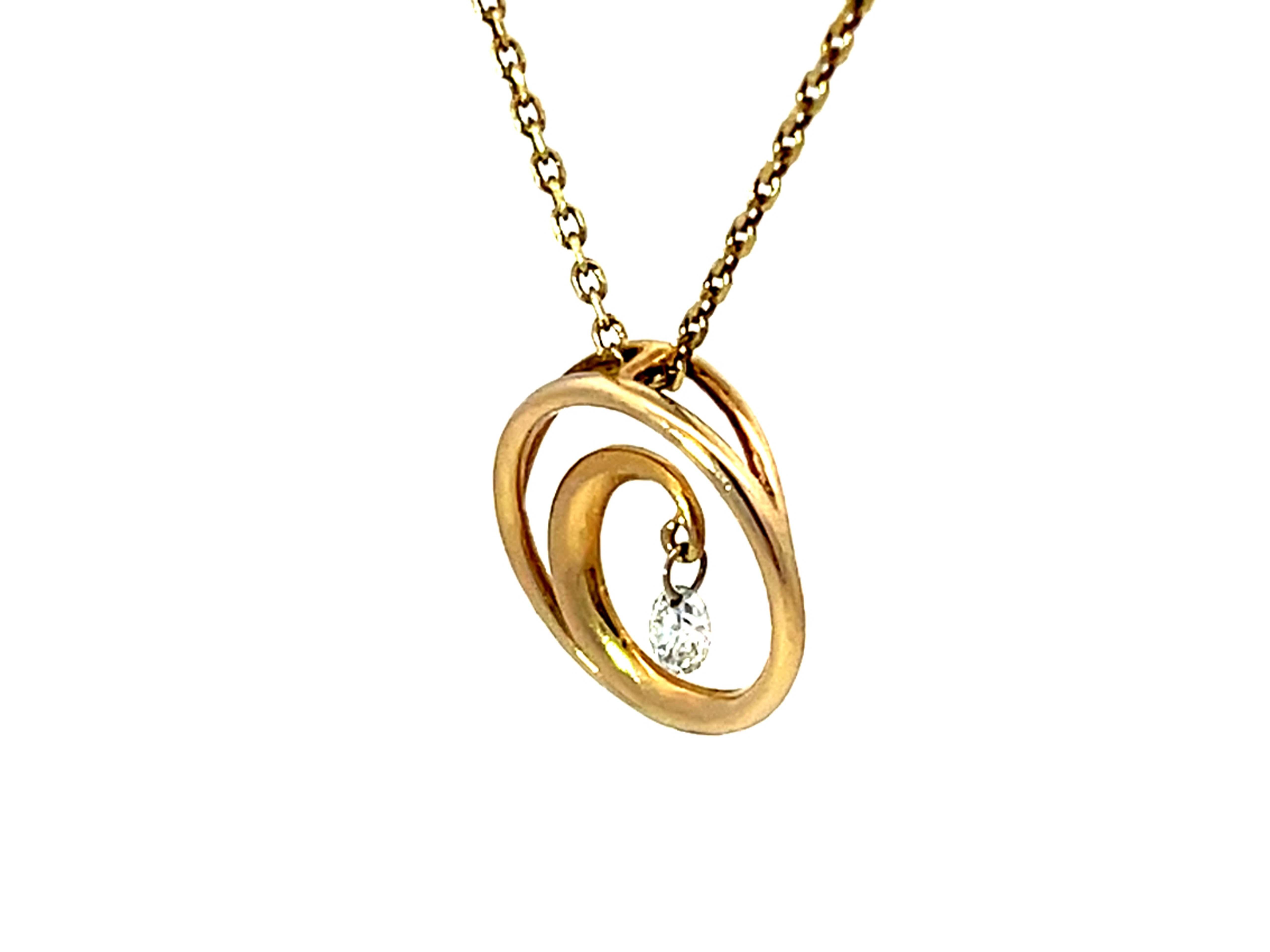 14k gold wave pendant