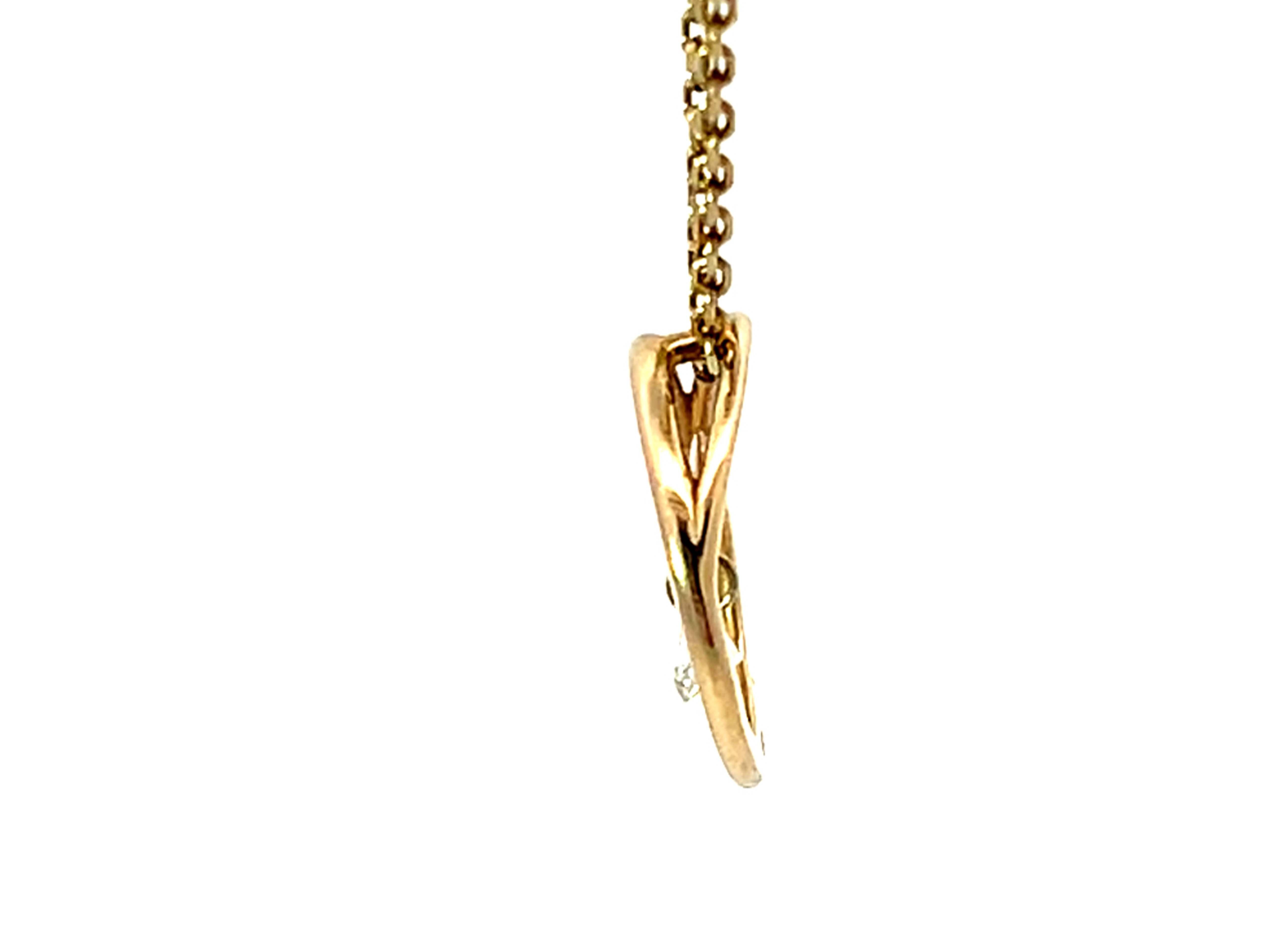 Modern Na Hoku Wave Shimmer Diamond Necklace 14K Gold