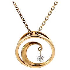 Na Hoku Wave Shimmer Diamond Necklace 14K Gold
