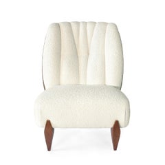 Nature Art Nouveau style white bouclé walnut Na Pali armchair by InsidherLand