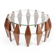 Nature Art Nouveau style walnut Na Pali low coffee table by InsidherLand