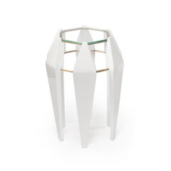Nature Art Nouveau style white lacquered Na Pali high side table by InsidherLand