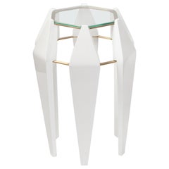 Na Pali High Side Table, White and Brass, InsidherLand by Joana Santos Barbosa