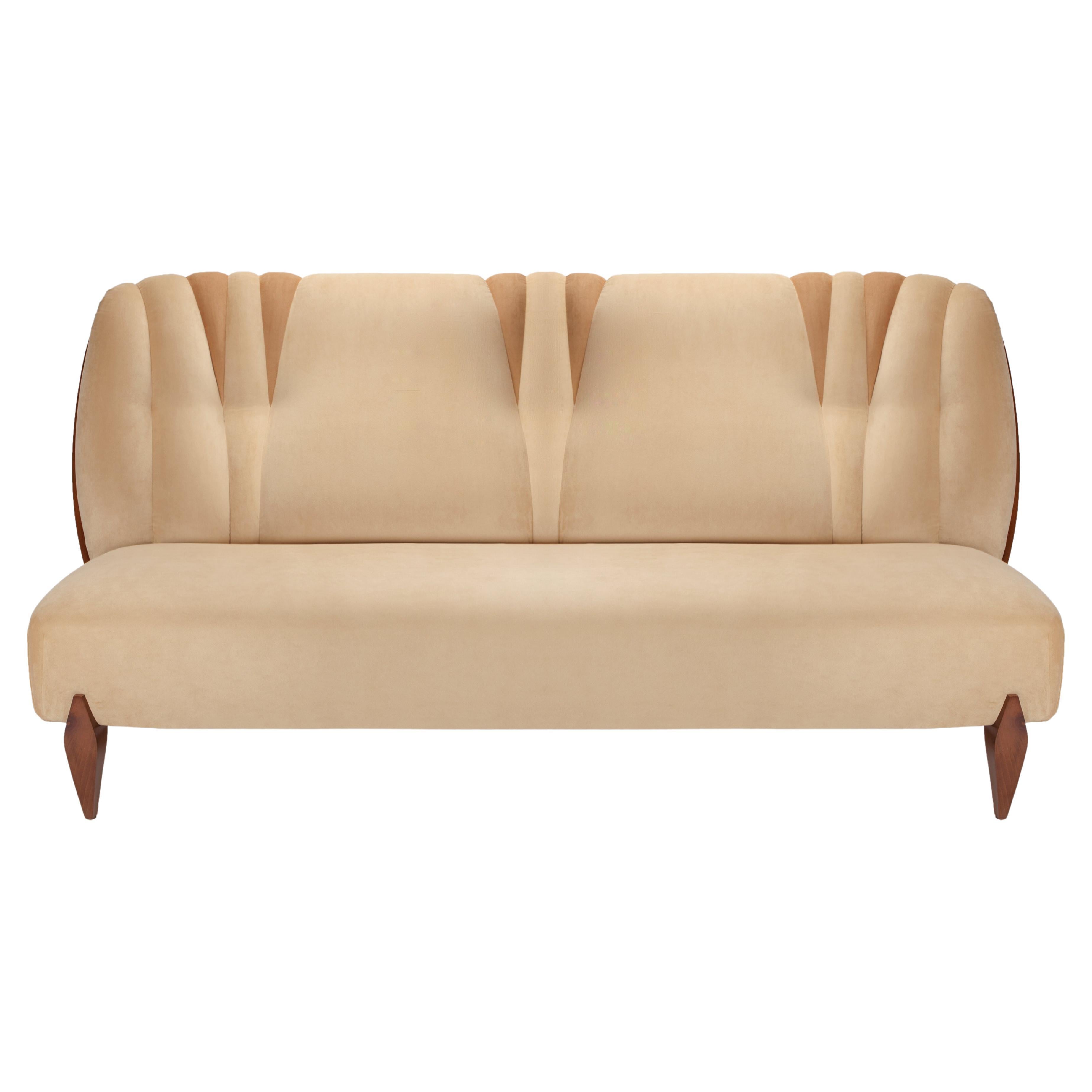 Na Pali Three-Seat Sofa, Walnut & COM, InsidherLand by Joana Santos Barbosa For Sale