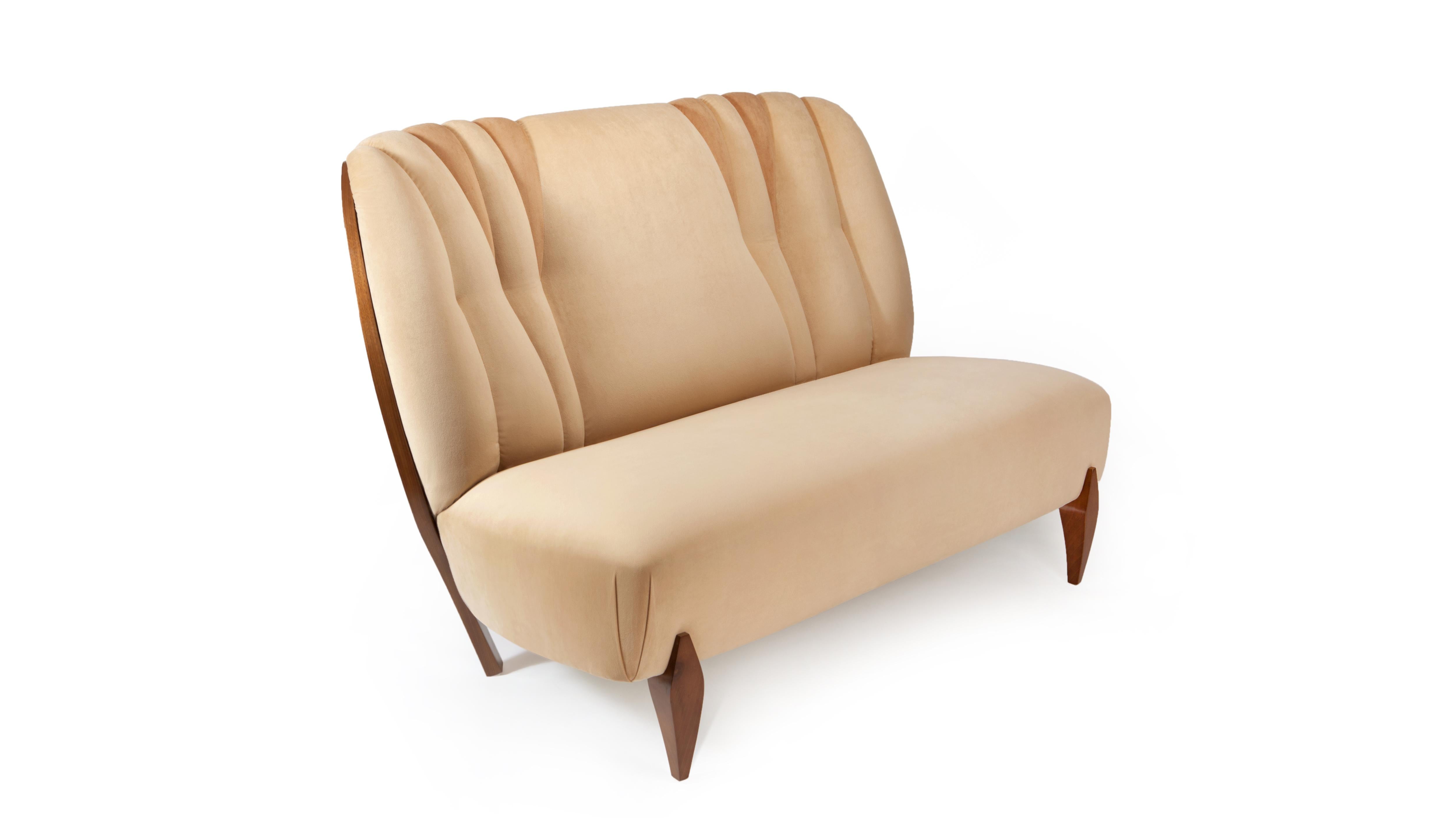 Modern Na Pali Two-Seat Sofa, Walnut & COM, InsidherLand by Joana Santos Barbosa For Sale