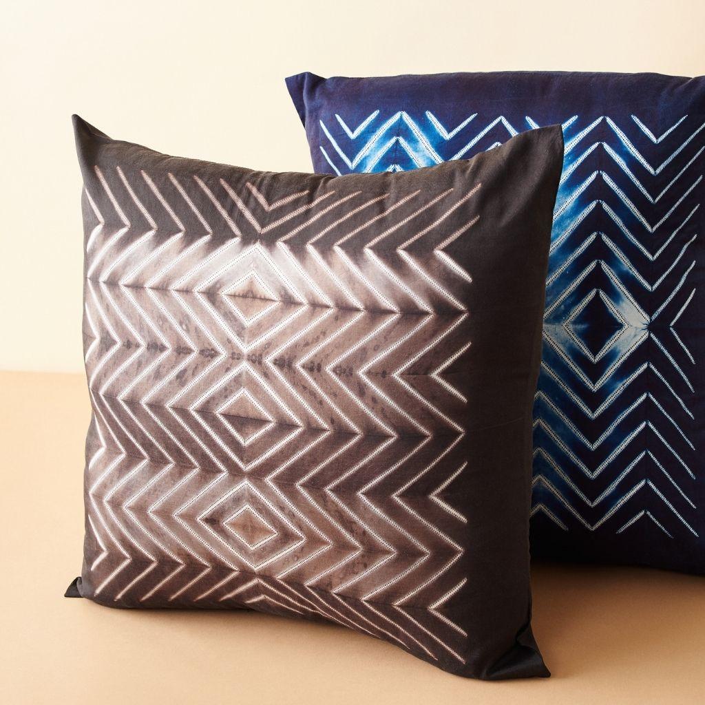 Modern NAAMI Black Shibori Silk Pillow For Sale