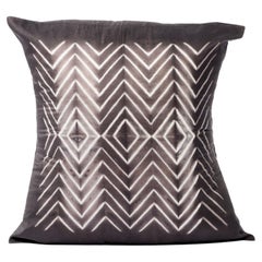 Naami Charcoal Black Wave Pattern Handcrafted Shibori Silk Artisanal Pillow