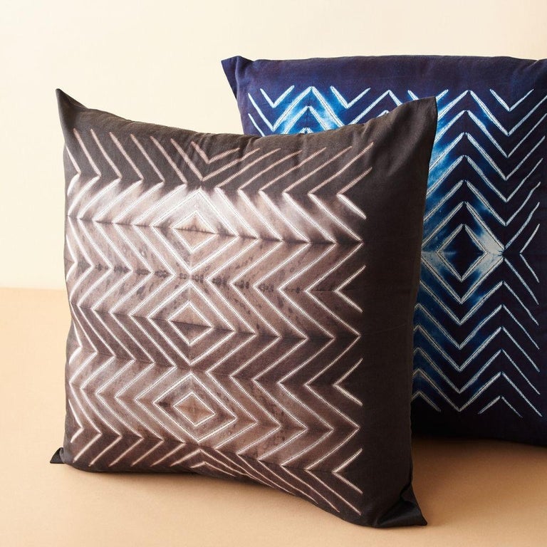 Contemporary NAAMI  Shibori Silk Pillow in Indigo For Sale