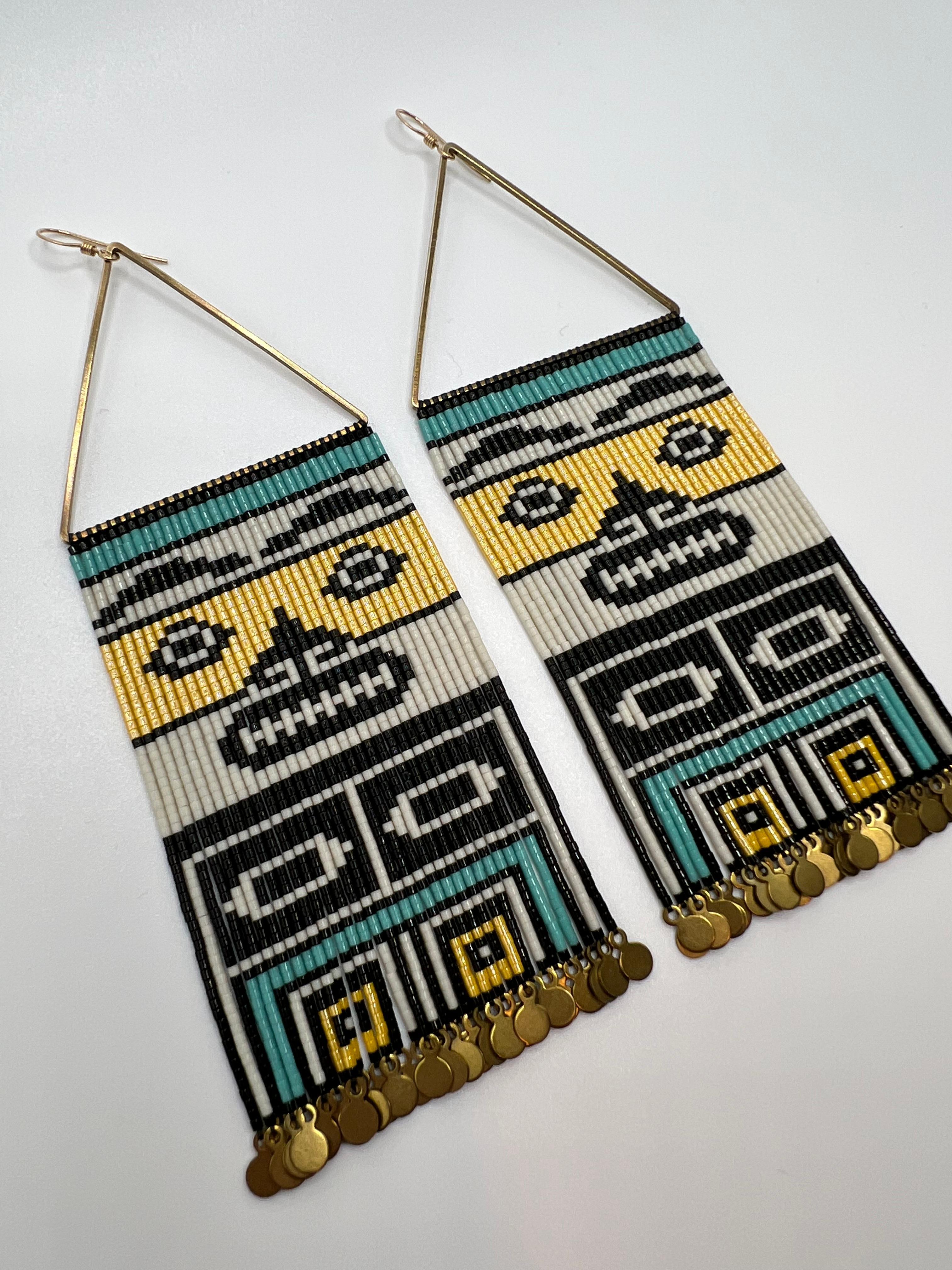 native american beaded teardrop earrings