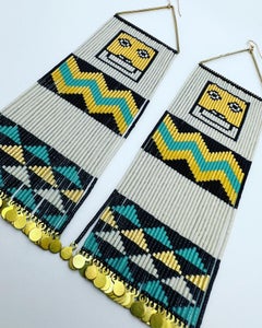 Naaxiin Ghost Face Beaded Earrings