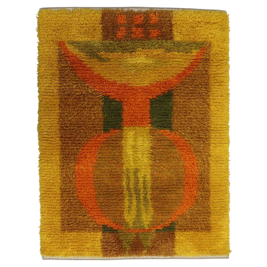 Tappeto in lana NAB, Tappeto giallo/marrone, di Assar Andersson in vendita