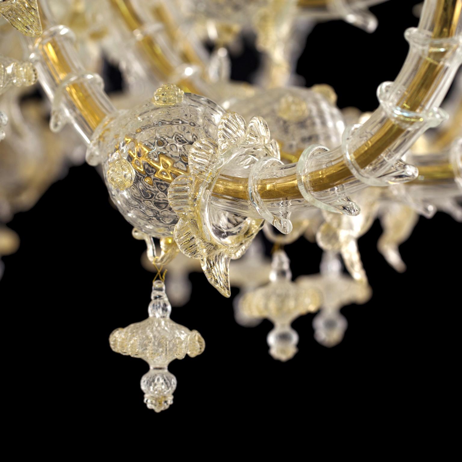 Artistic Chandelier 16+8+8 arms Crystal Murano Glass gold details by Multiforme In New Condition For Sale In Trebaseleghe, IT