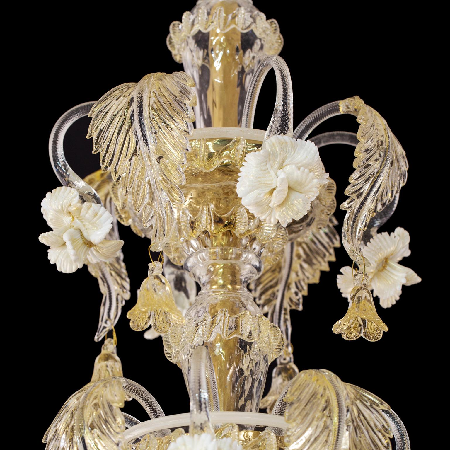 Contemporary Artistic Chandelier 16+8+8 arms Crystal Murano Glass gold details by Multiforme For Sale