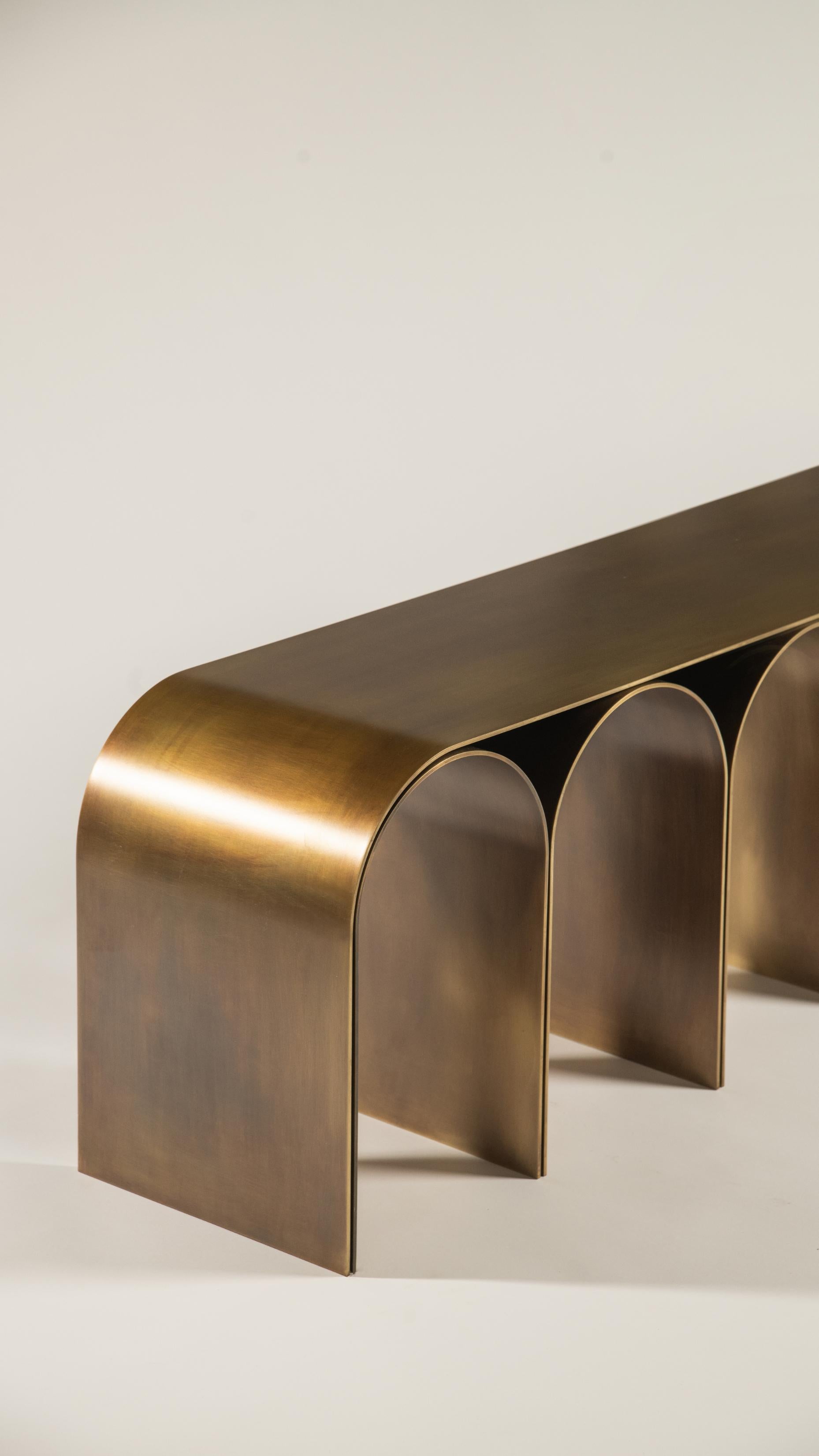 Nabuk Gold Arch Bench by Pietro Franceschini For Sale 3